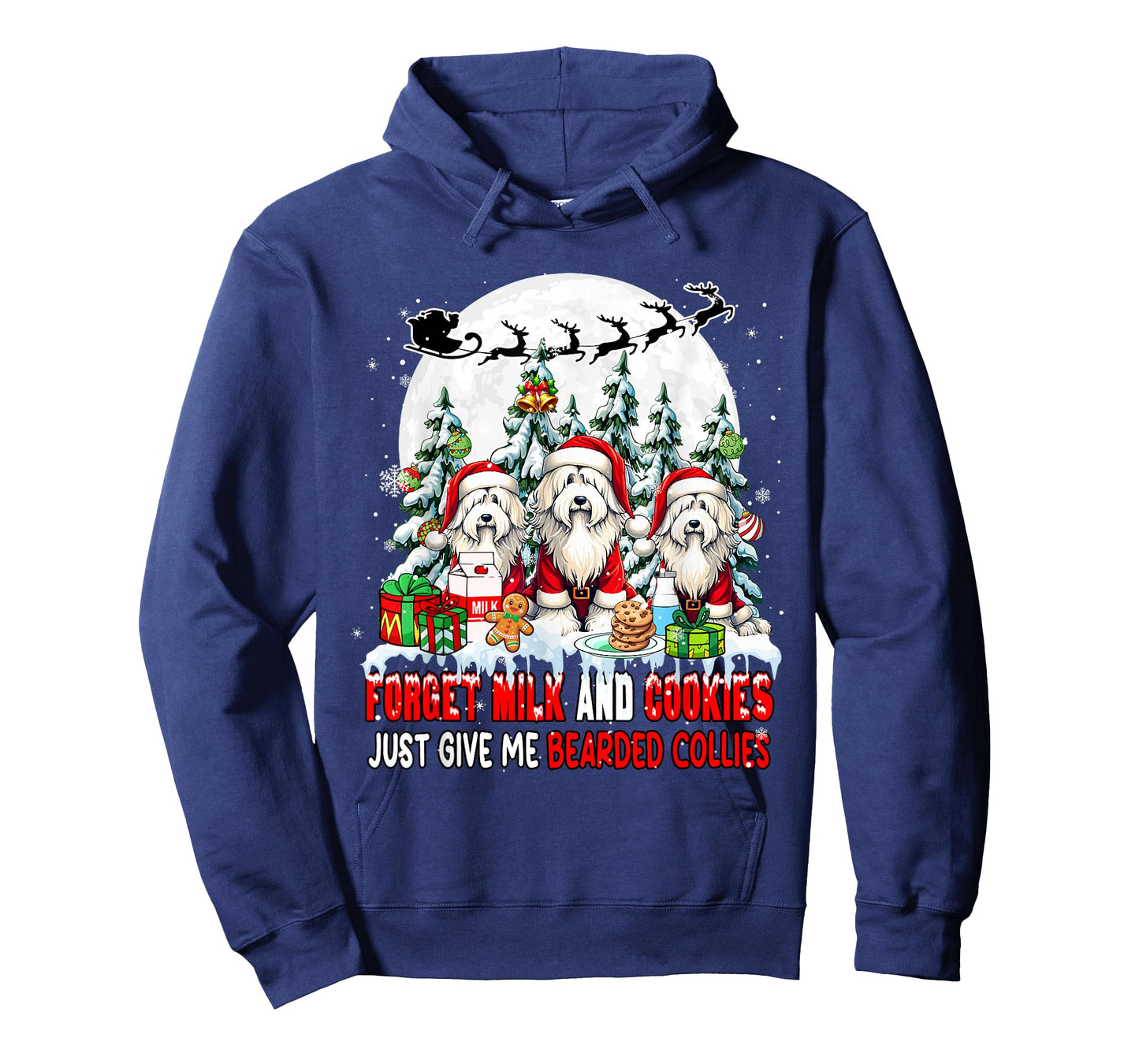 Forget Milk and Cookies Just Give Me Bearded Collies Xmas T-Shirt
