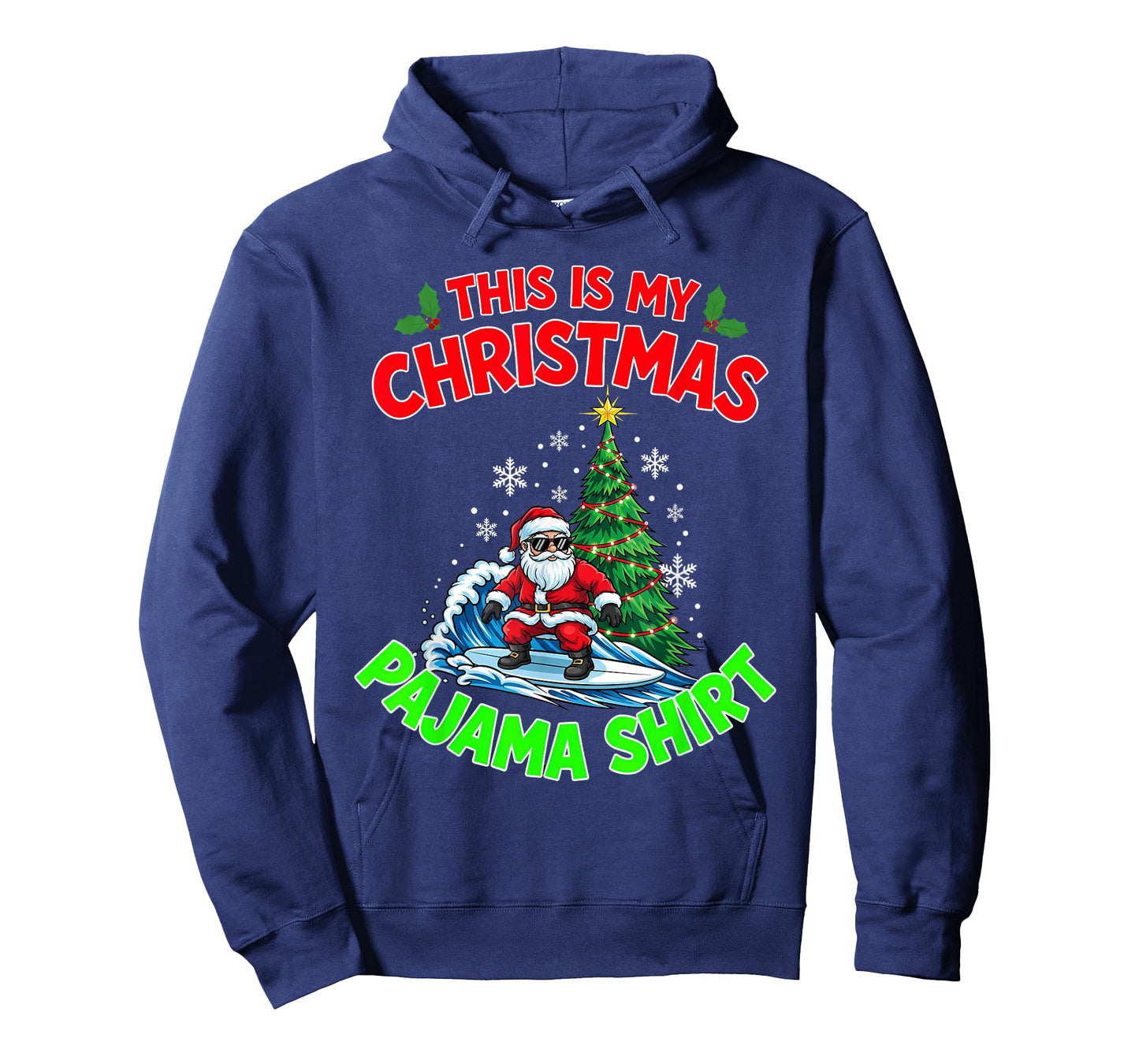This is My Christmas Pajama Santa Claus Playing Surfing T-Shirt