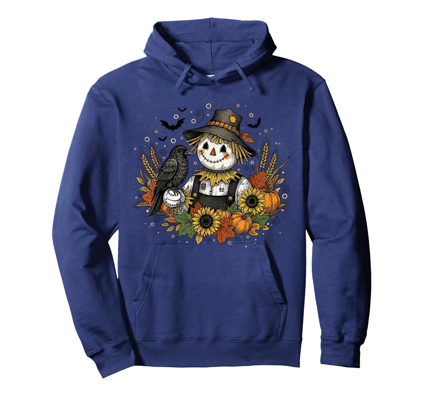 Cute Autumn Scarecrow with Sunflowers and Crow Art T-Shirt