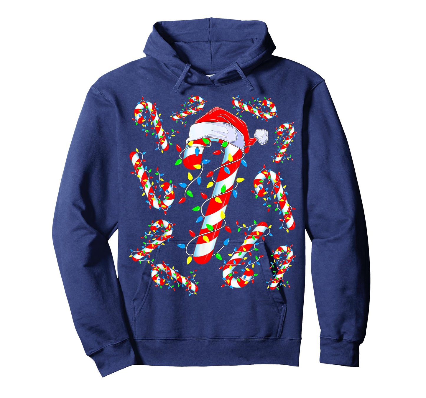 Red And White Candy Cane Santa Christmas Funny Xmas Lights T-Shirt