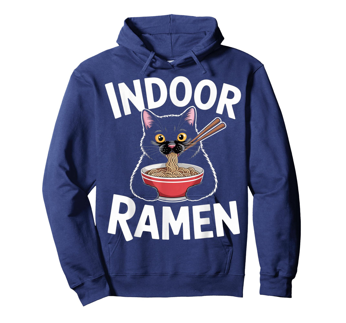 Indoor Ramen Cute Black Cat with Chopsticks Bowl T-Shirt