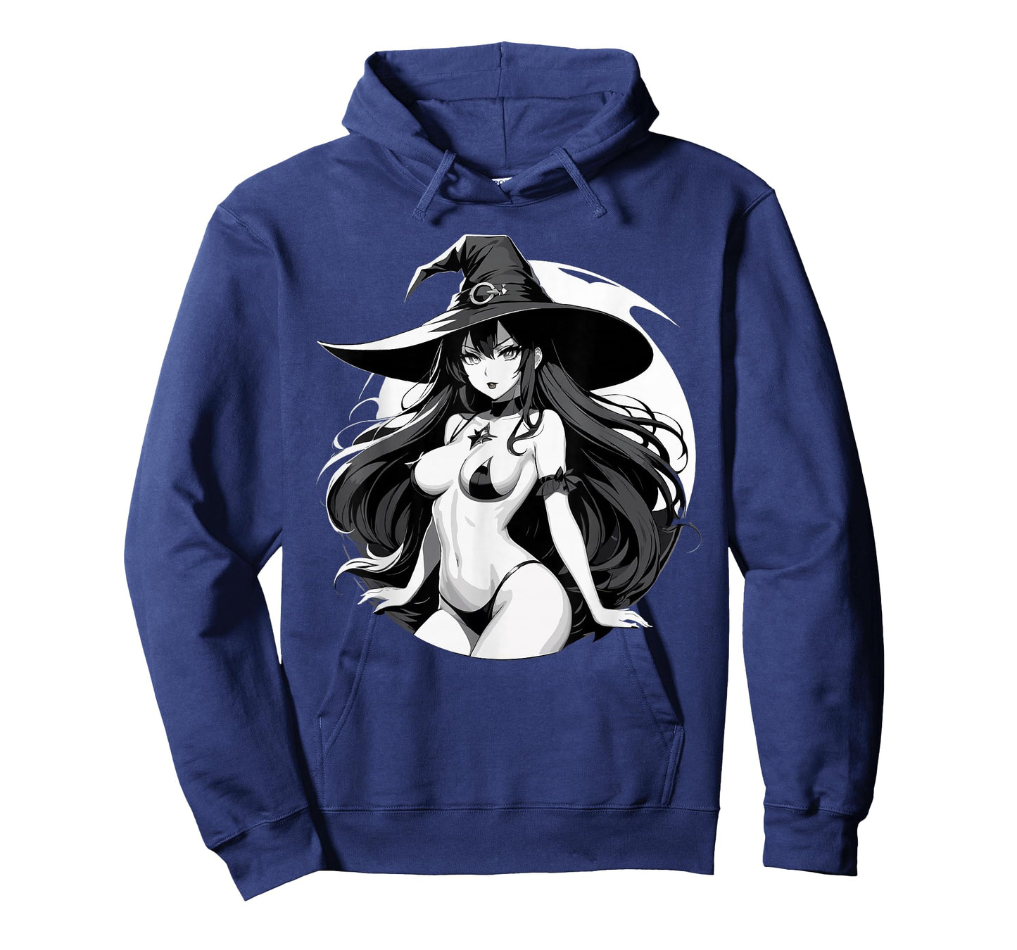 Sexy Waifu Witch Anime Girl Japanese in Black and White Art T-Shirt