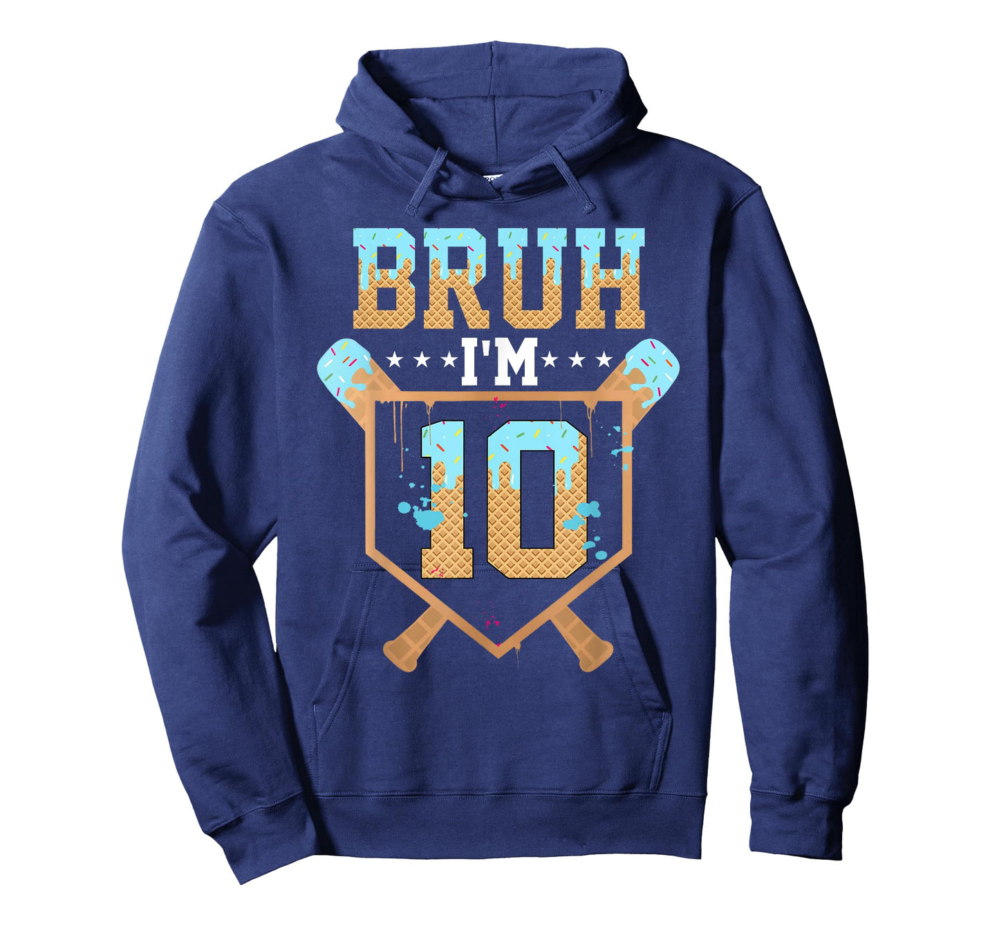 Bruh 10th Birthday Boy Baseball Ice Cream Drip 10 Year Old T-Shirt
