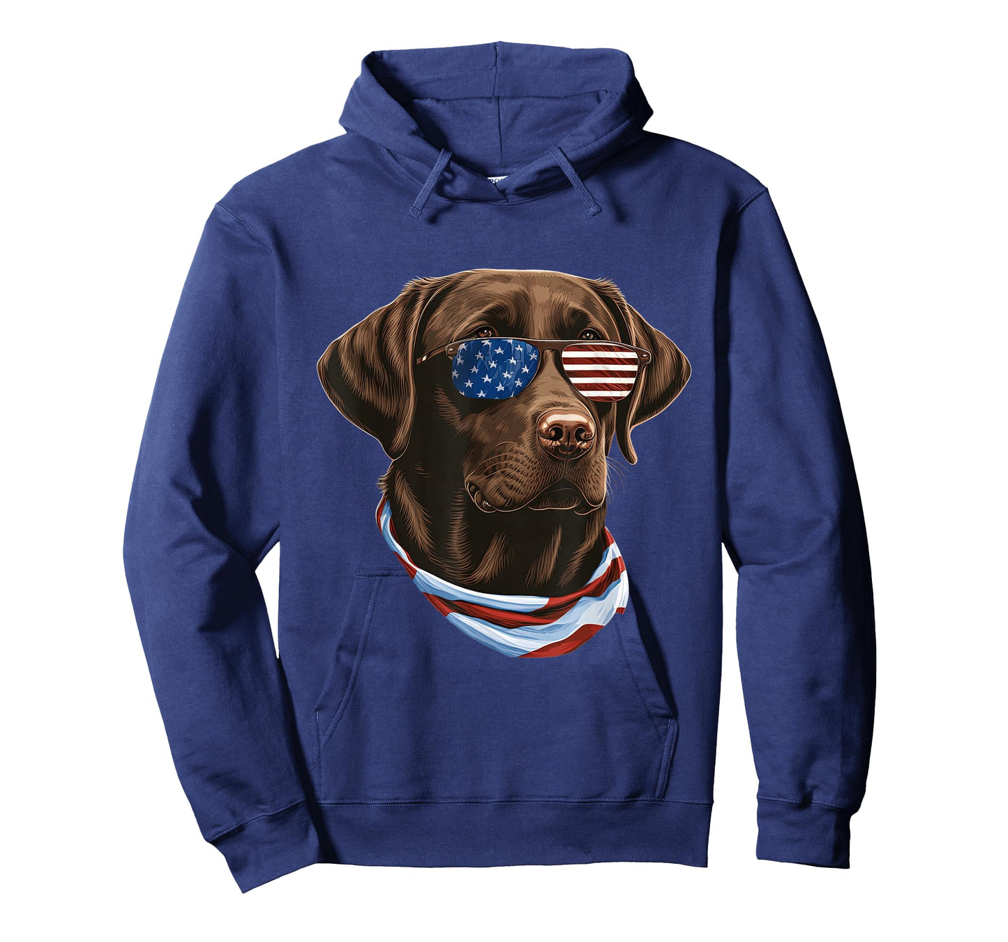Chocolate Labrador With USA Sunglasses And Flag T-Shirt