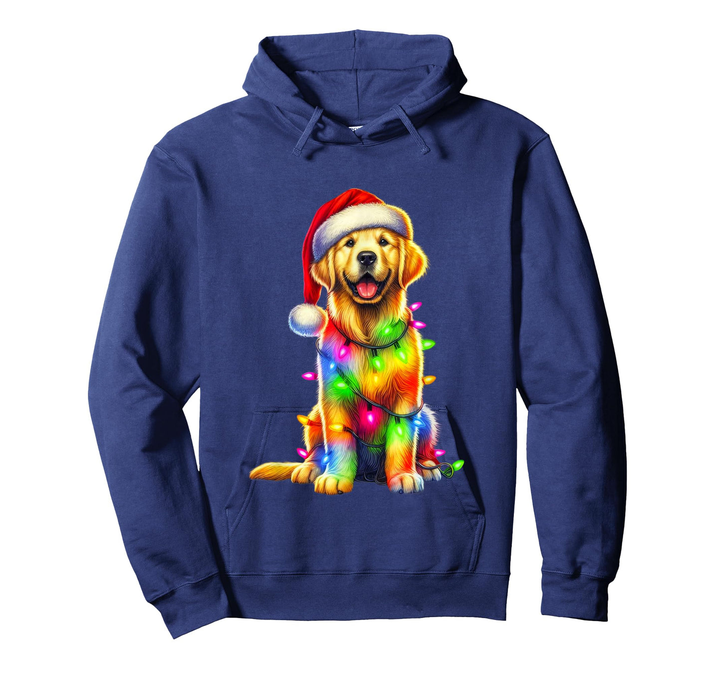 Golden Retriever Christmas Lights Santa Hat Xmas Dog Lover T-Shirt