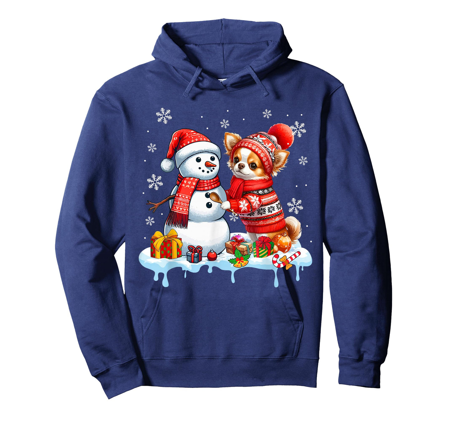 Santa Chihuahua Builds Snowman Christmas Dog Owner Kids T-Shirt