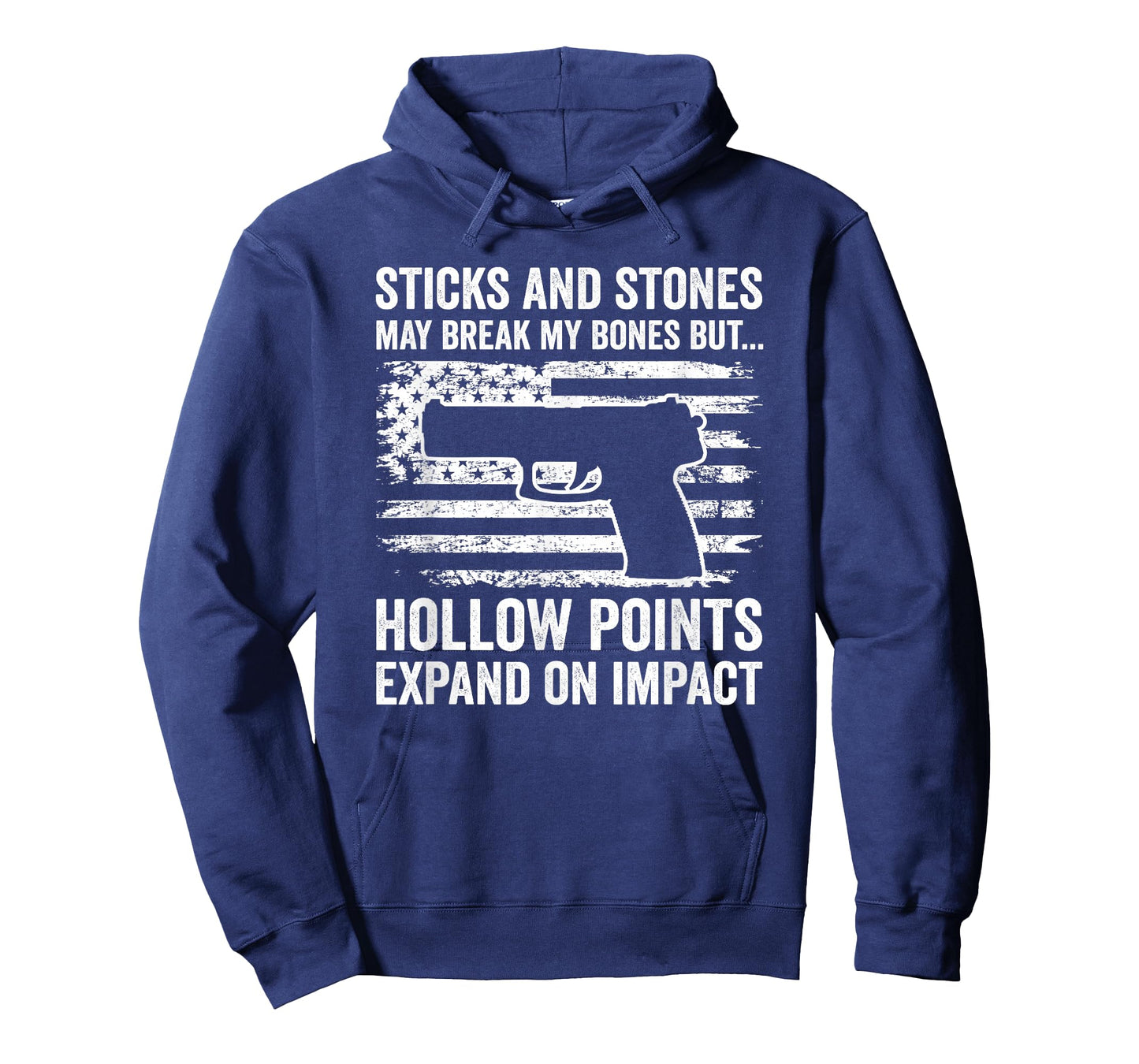 Sticks And Stones Hollow Points - 9mm .22 .45 Funny Pistol T-Shirt