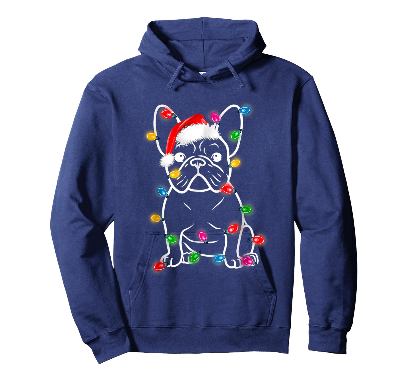 Funny French Bulldog Dog Tree Christmas Lights Xmas T-Shirt for Men Women Kids