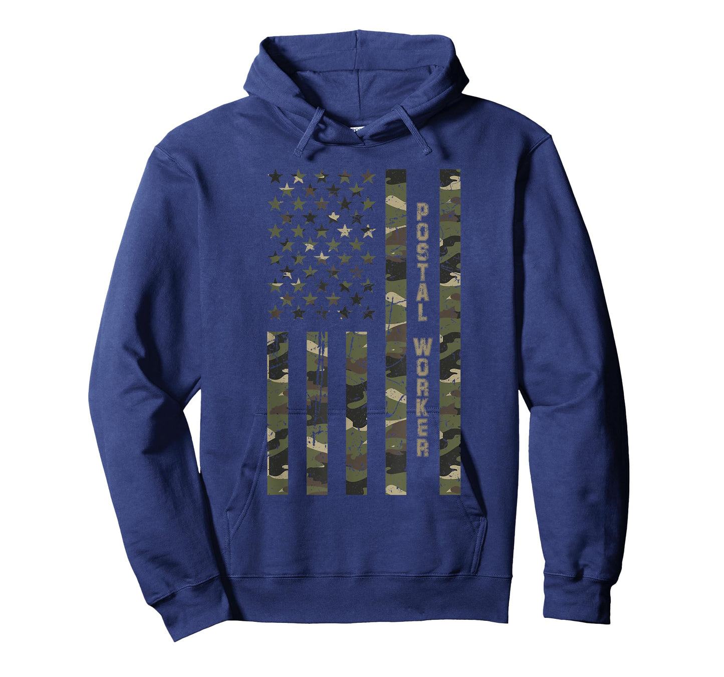 Postal Worker United States Distressed Camo w US Flag T-Shirt