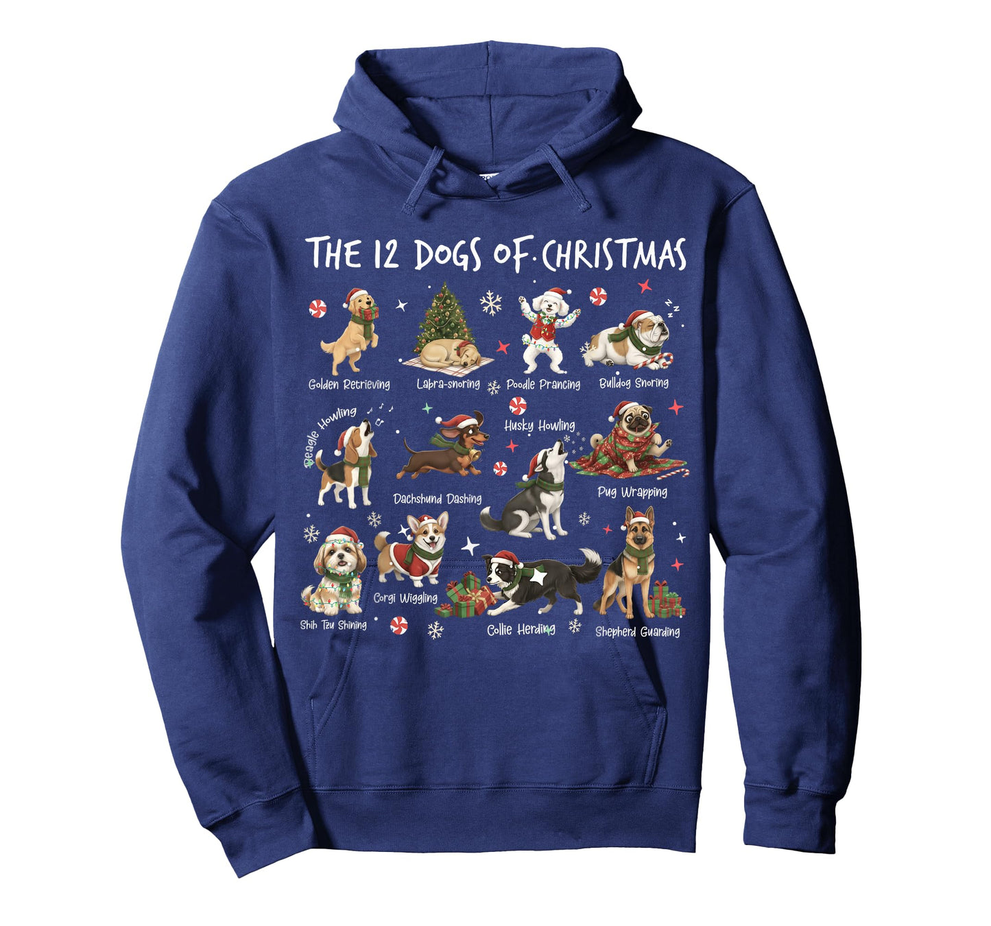 Cute 12 Dogs Xmas Funny Dog Lovers Christmas Men Women Kids T-Shirt