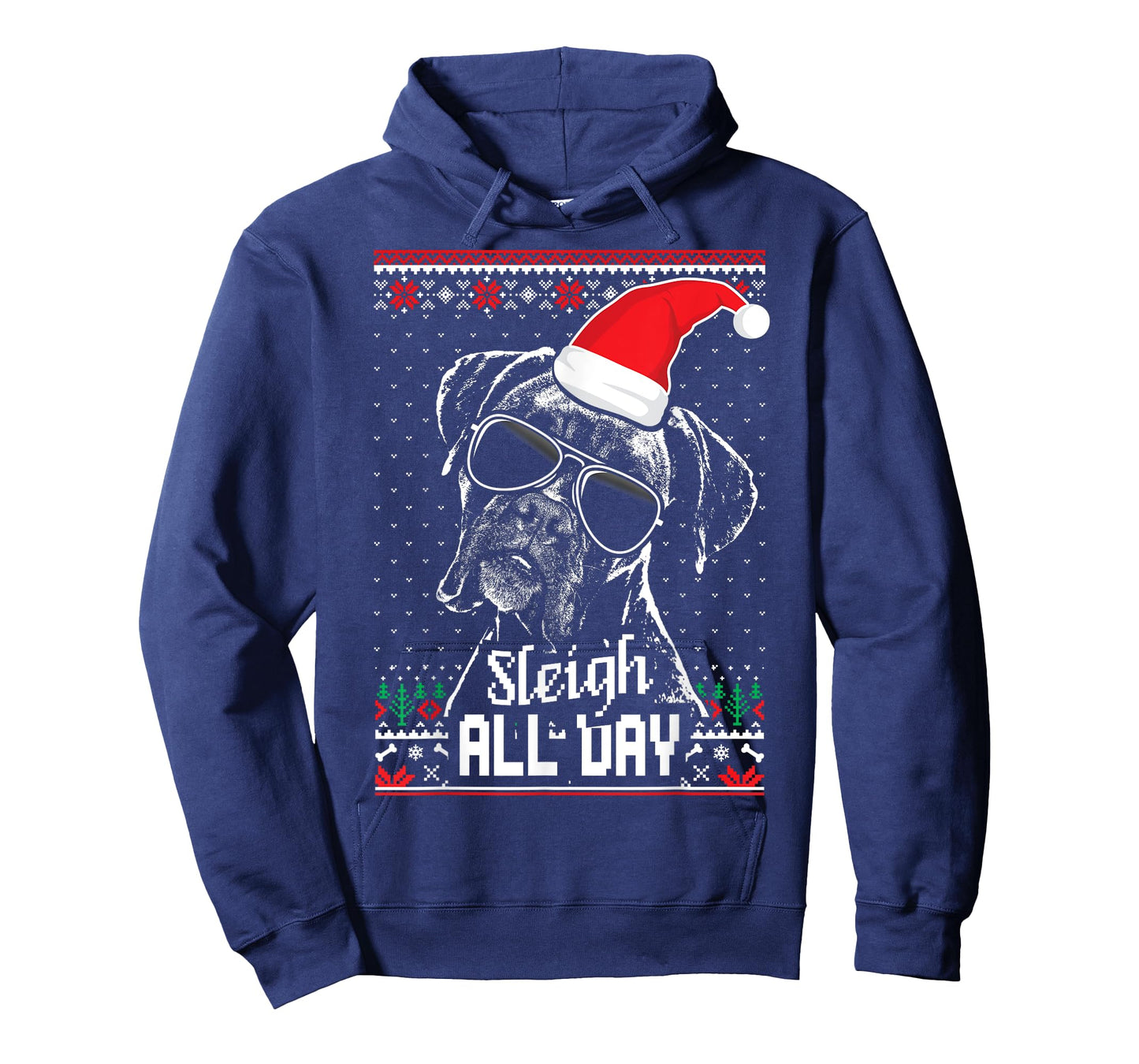 Sleigh all Day Funny Boxer Dog Christmas T-Shirt for Men Women
