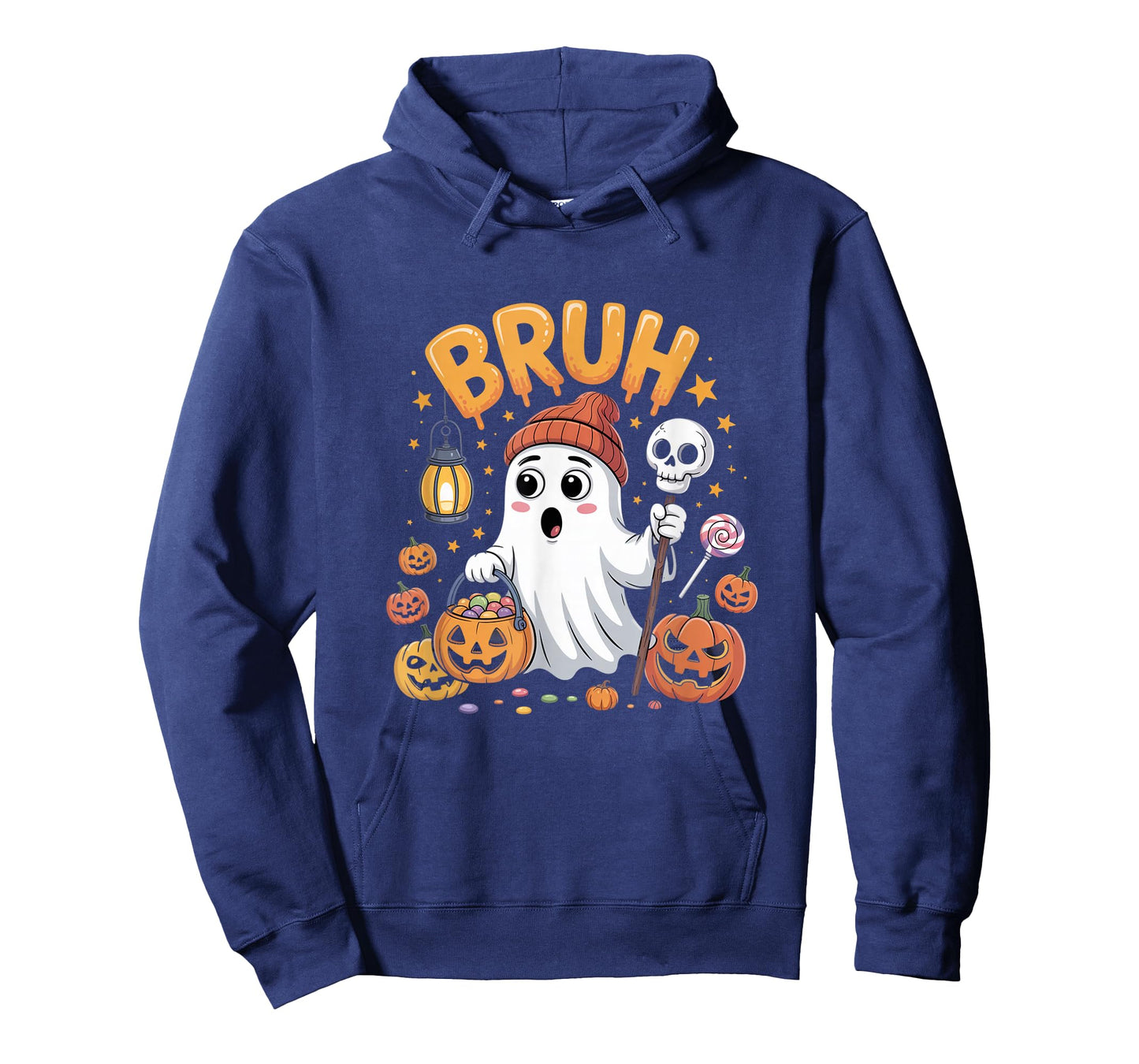 Bruh Ghost Funny Expression Pumpkin Lantern Spooky Design T-Shirt
