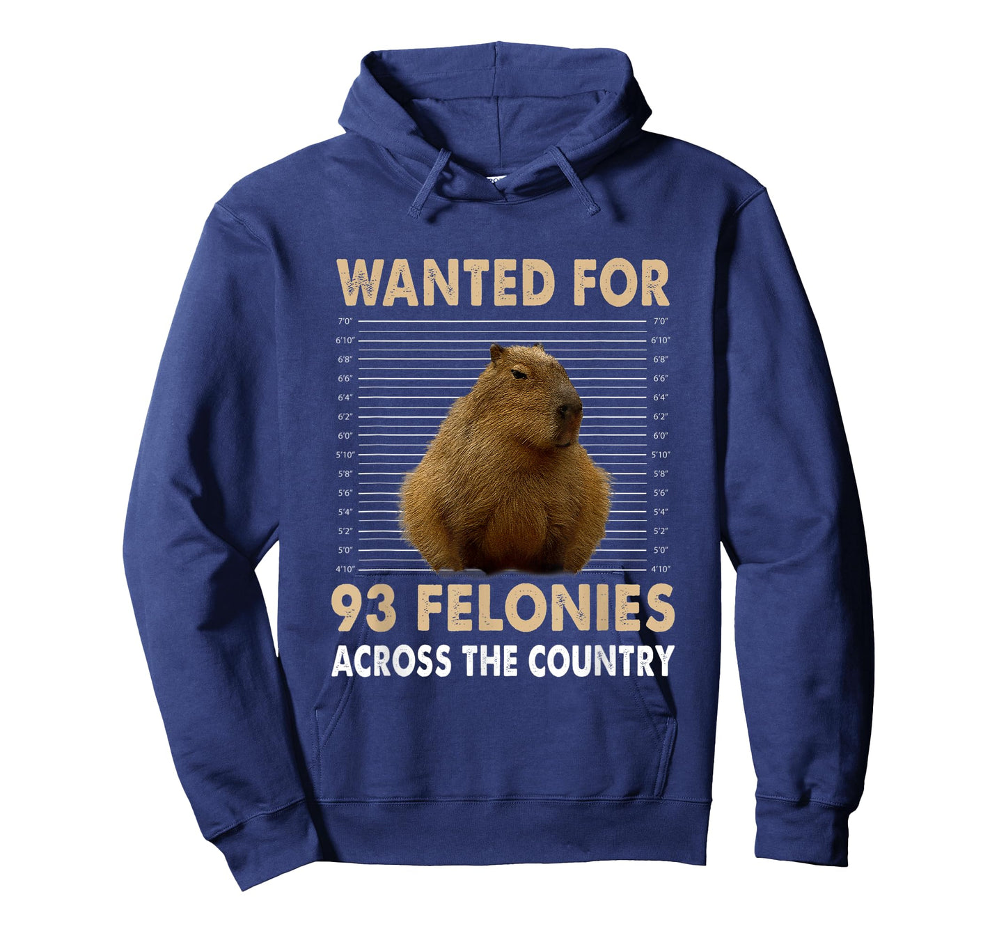 Capybara Mugshot Wanted For 93 Felonies Across The Country T-Shirt