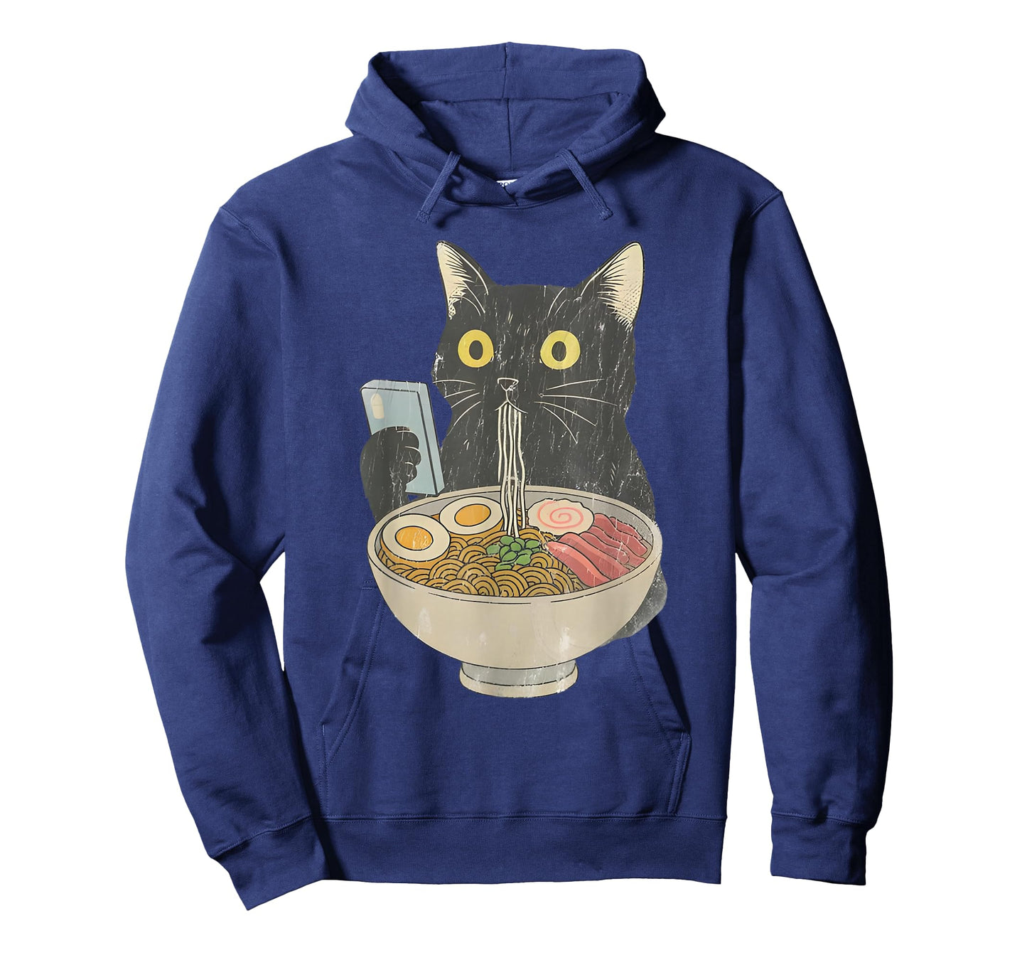 Kawaii Cat Eating Ramen Noodles with Phone Funny Anime Cats T-Shirt