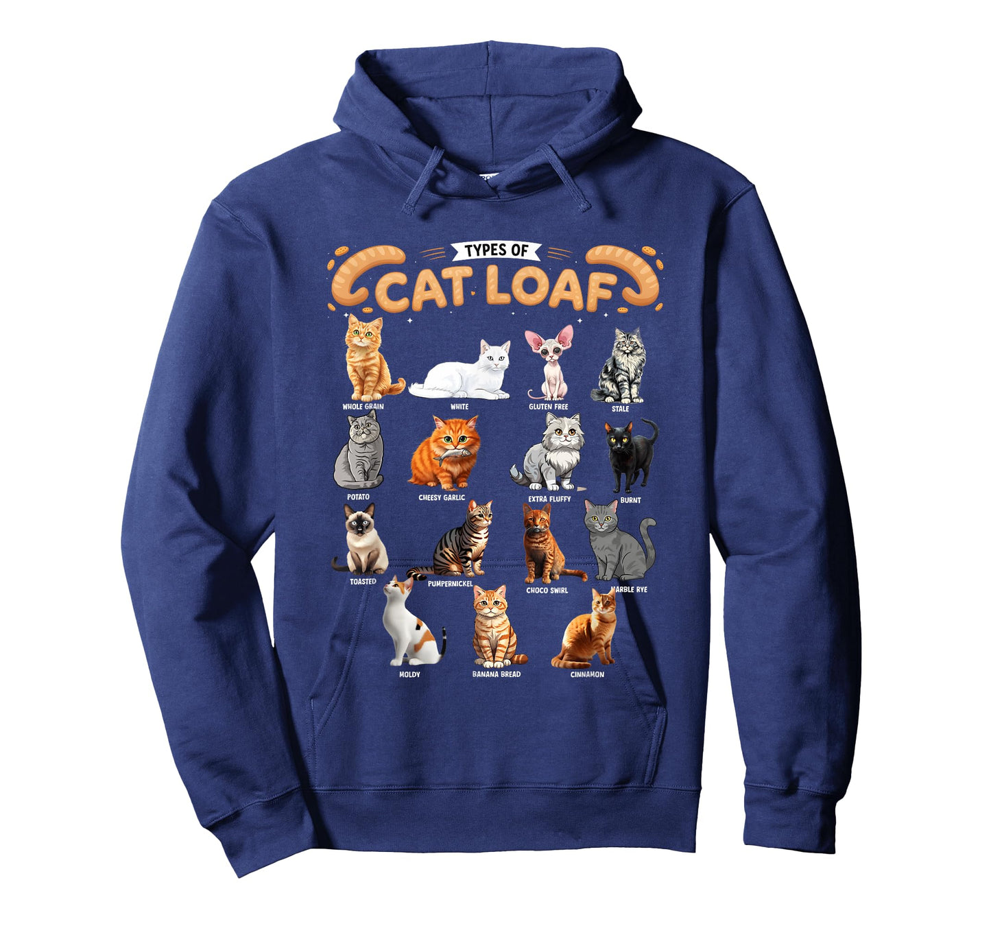 Types of Cats Loaf Illustrated Adorable Kitty Bread Cat T-Shirt