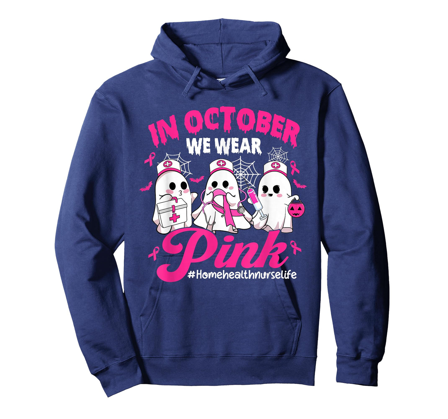 in October We Wear Pink Home Health Nurse Life Breast Cancer T-Shirt