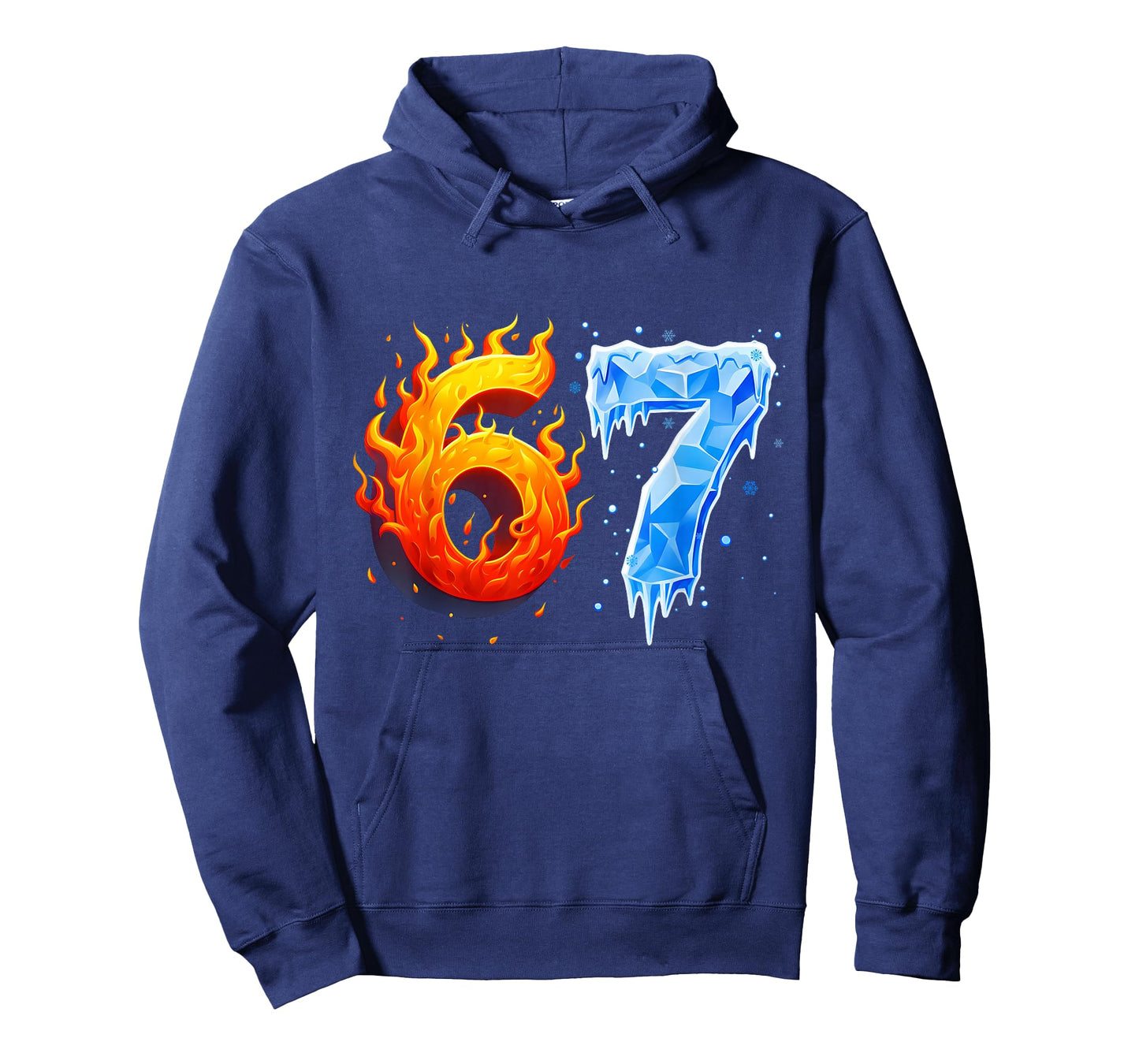 67 Six Seven 6-7 Flaming Ice Funny Teen Kids Brainrot Meme T-Shirt