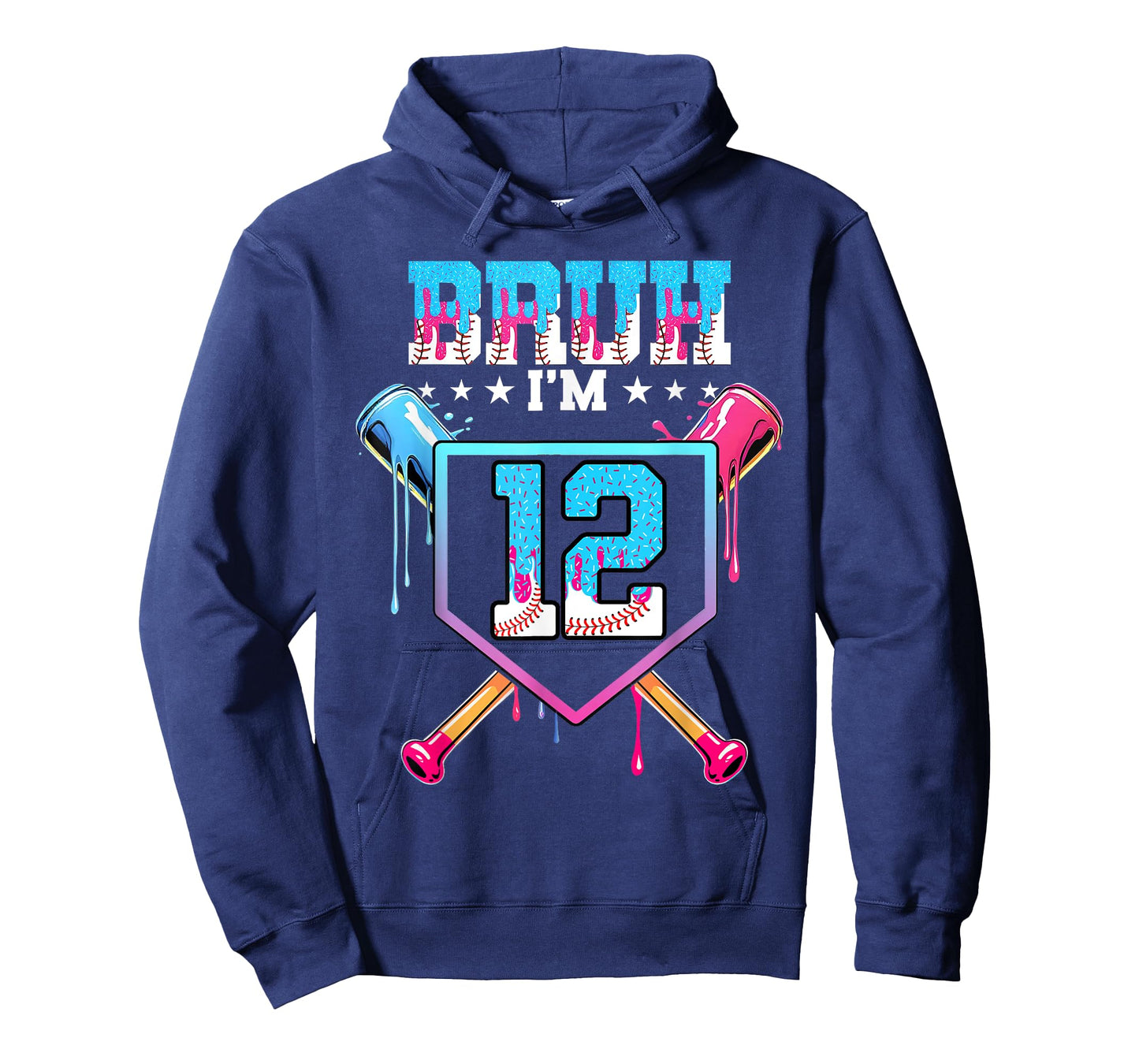 Bruh 12th Birthday Boy Baseball Ice Cream Drip T-Shirt