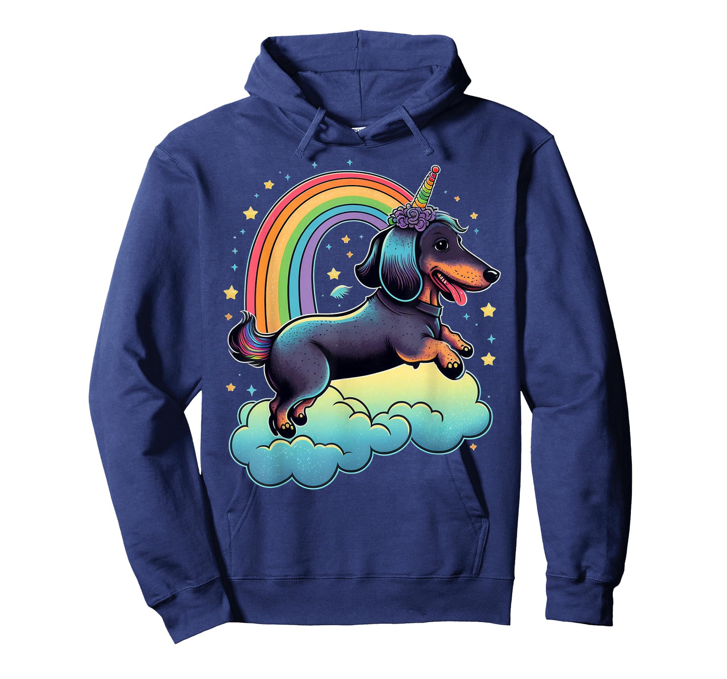 Dachshund Unicorn on Rainbow Unicorn Dachshund T-Shirt