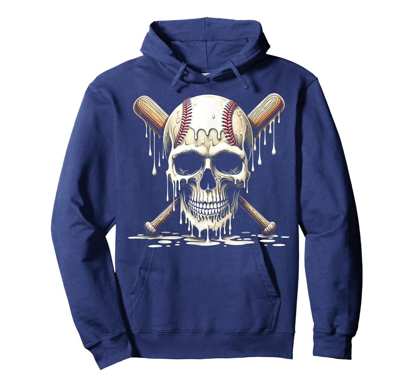 Baseball Skull and Bats Baseball Ice Cream Drip Halloween T-Shirt