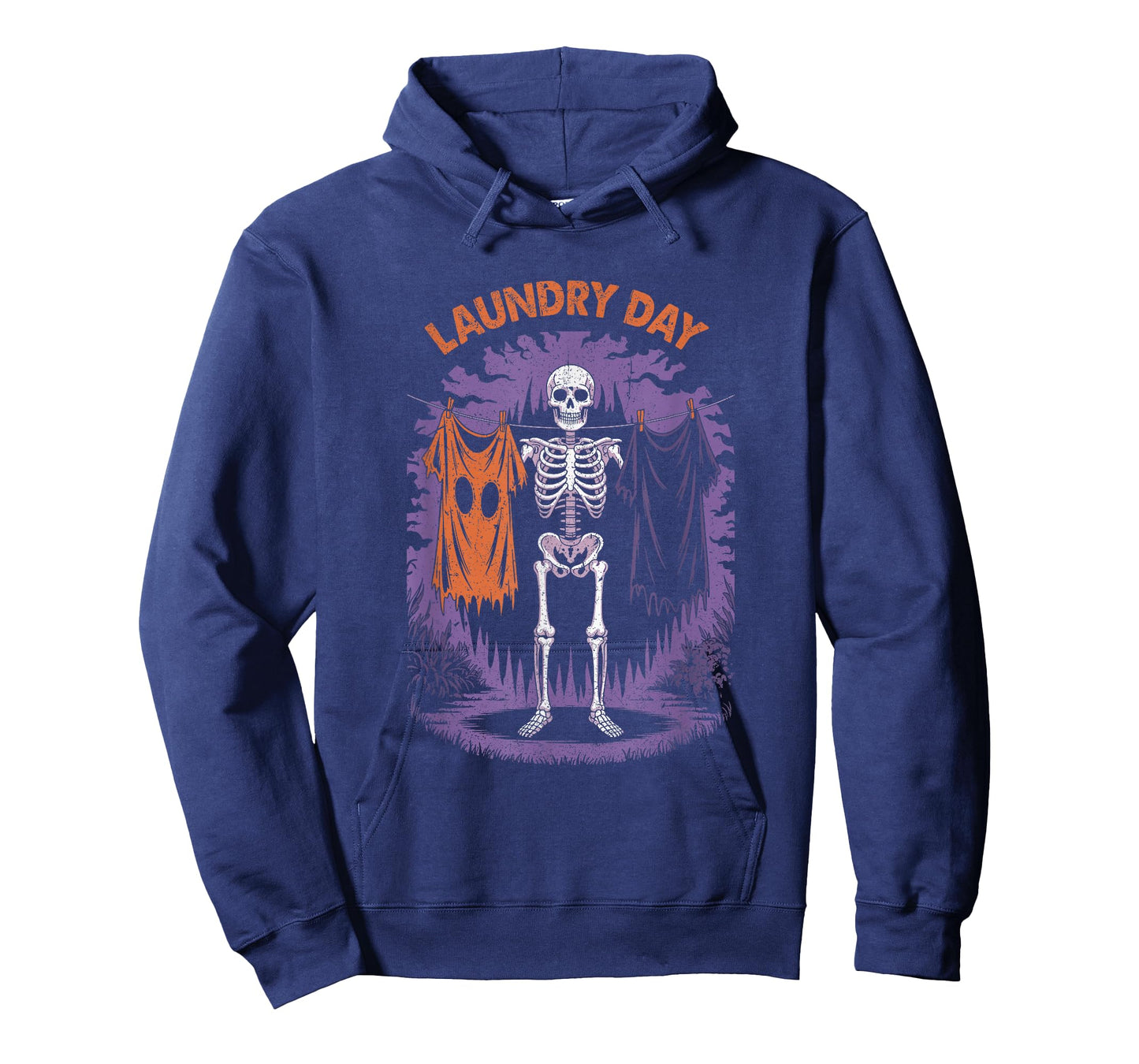Skeleton Hanging Laundry with Ghost Sheet Funny Halloween T-Shirt