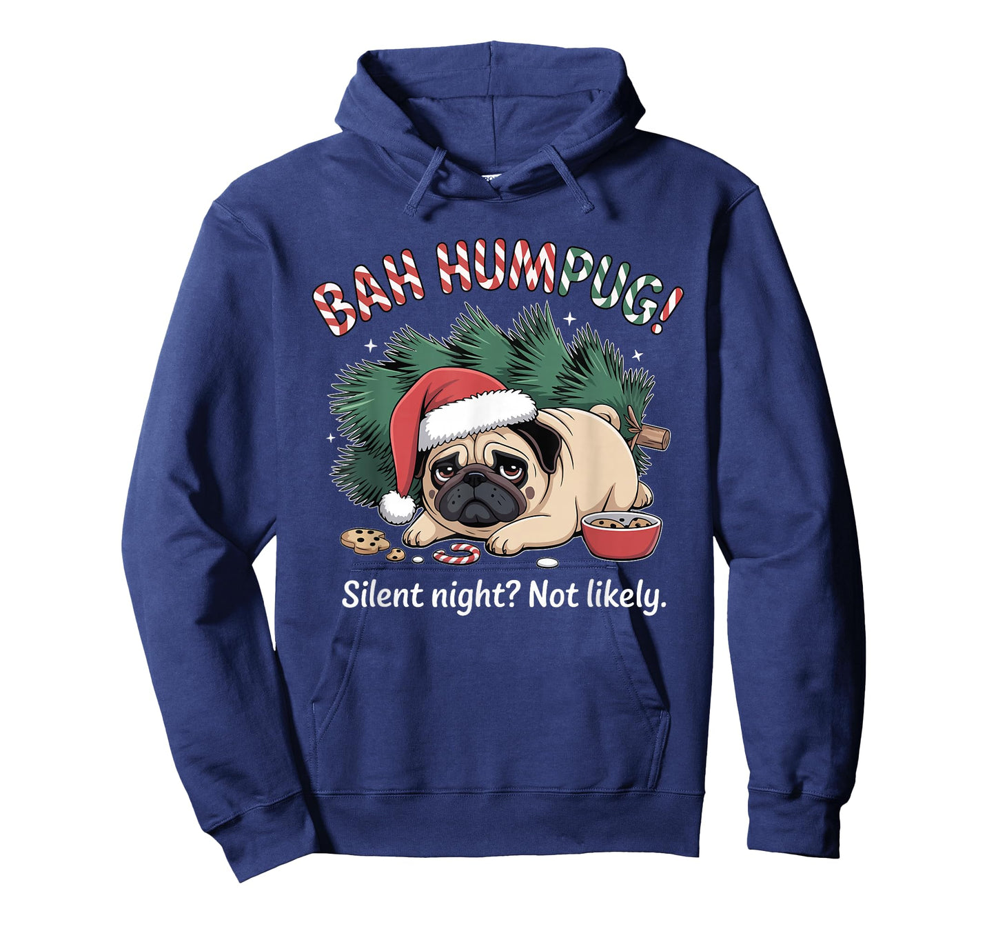 Bah Humbug Cute Christmas Pug for Holiday Haters Sarcastic T-Shirt