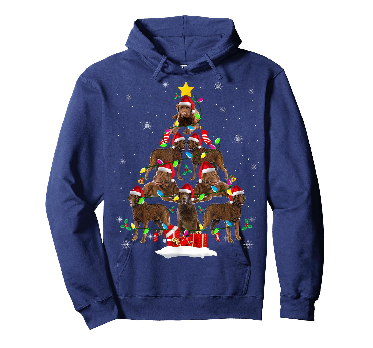Chesapeake Bay Retriever Christmas Tree Funny Santa Dog Gift Men Women Kids T-Shirt