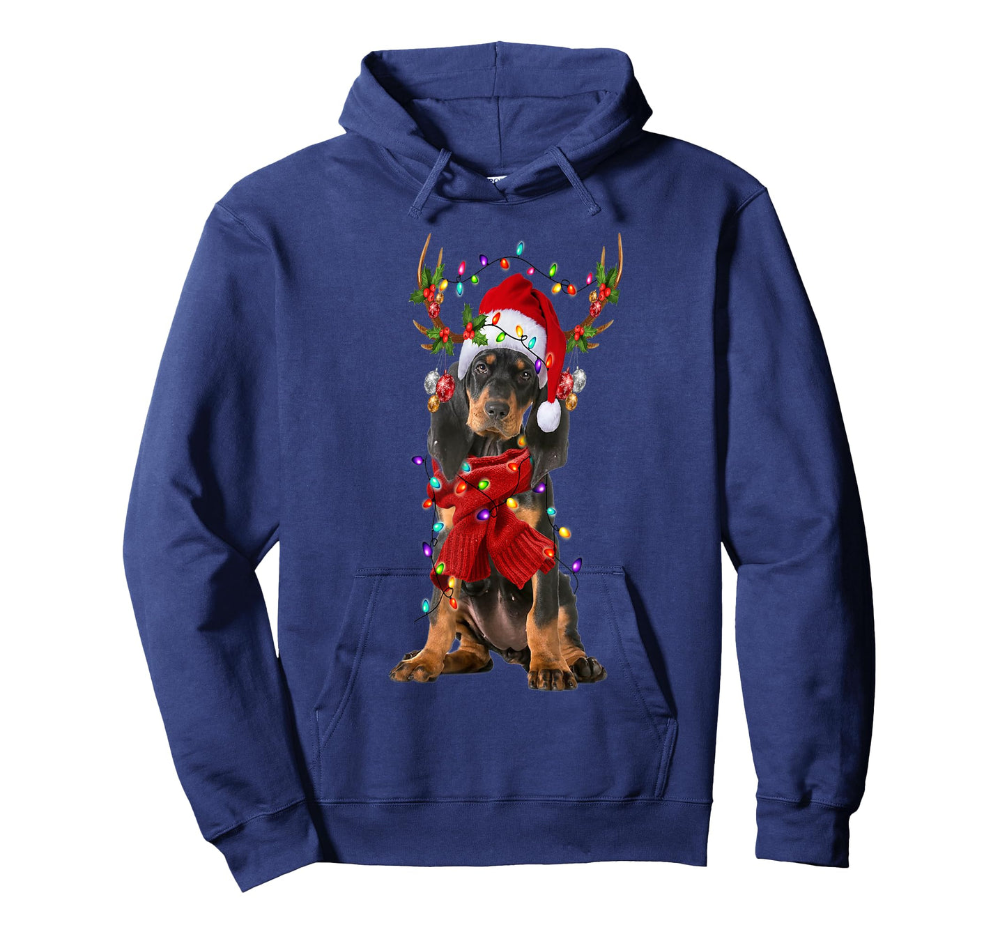 Black and Tan Coonhound Christmas Snow Layers Santa Dog Xmas Men Women Kids T-Shirt