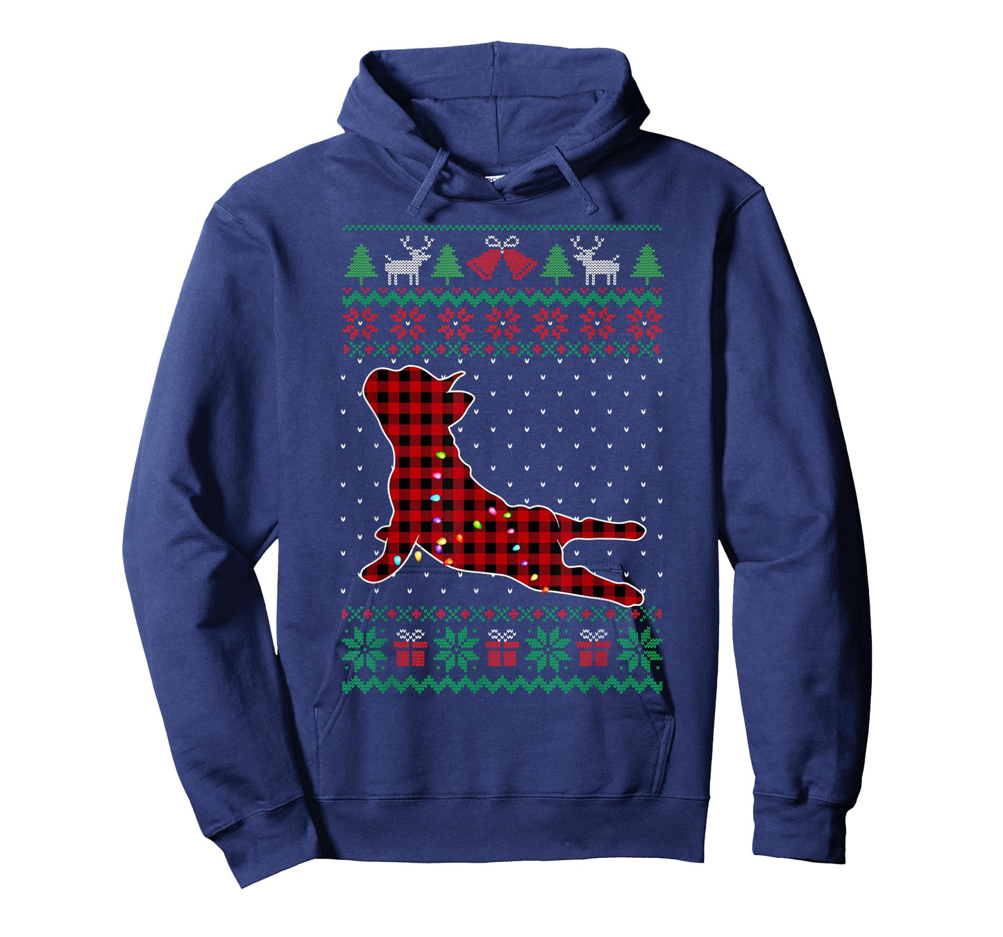 Frenchie Red Plaid Buffalo Funny Ugly Christmas Sweater T-Shirt