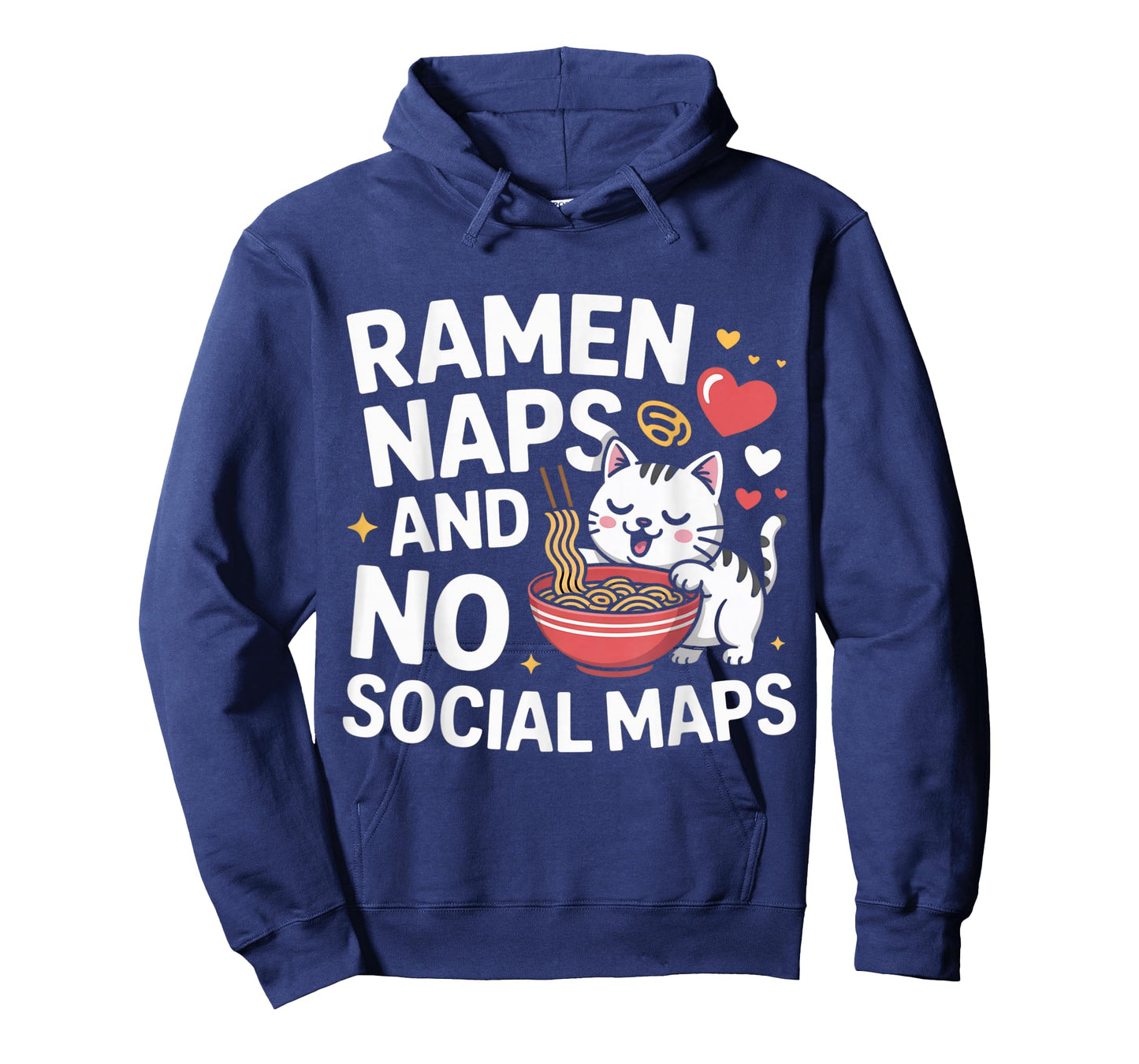 Ramen Naps and No Social Maps Cute Kawaii Cat Ramen T-Shirt