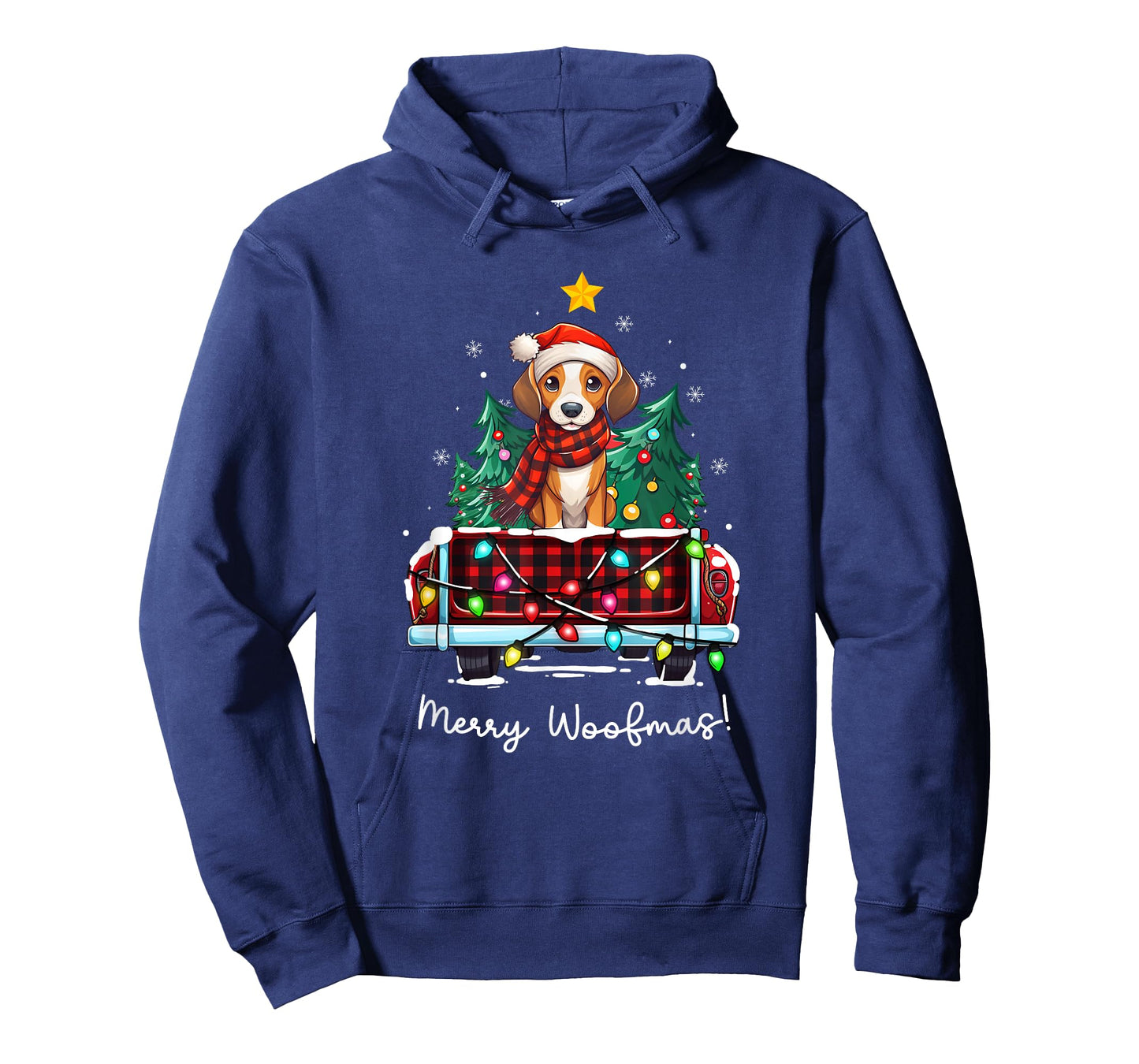 American Foxhound Christmas Dog Truck Plaid Funny Xmas Tree T-Shirt