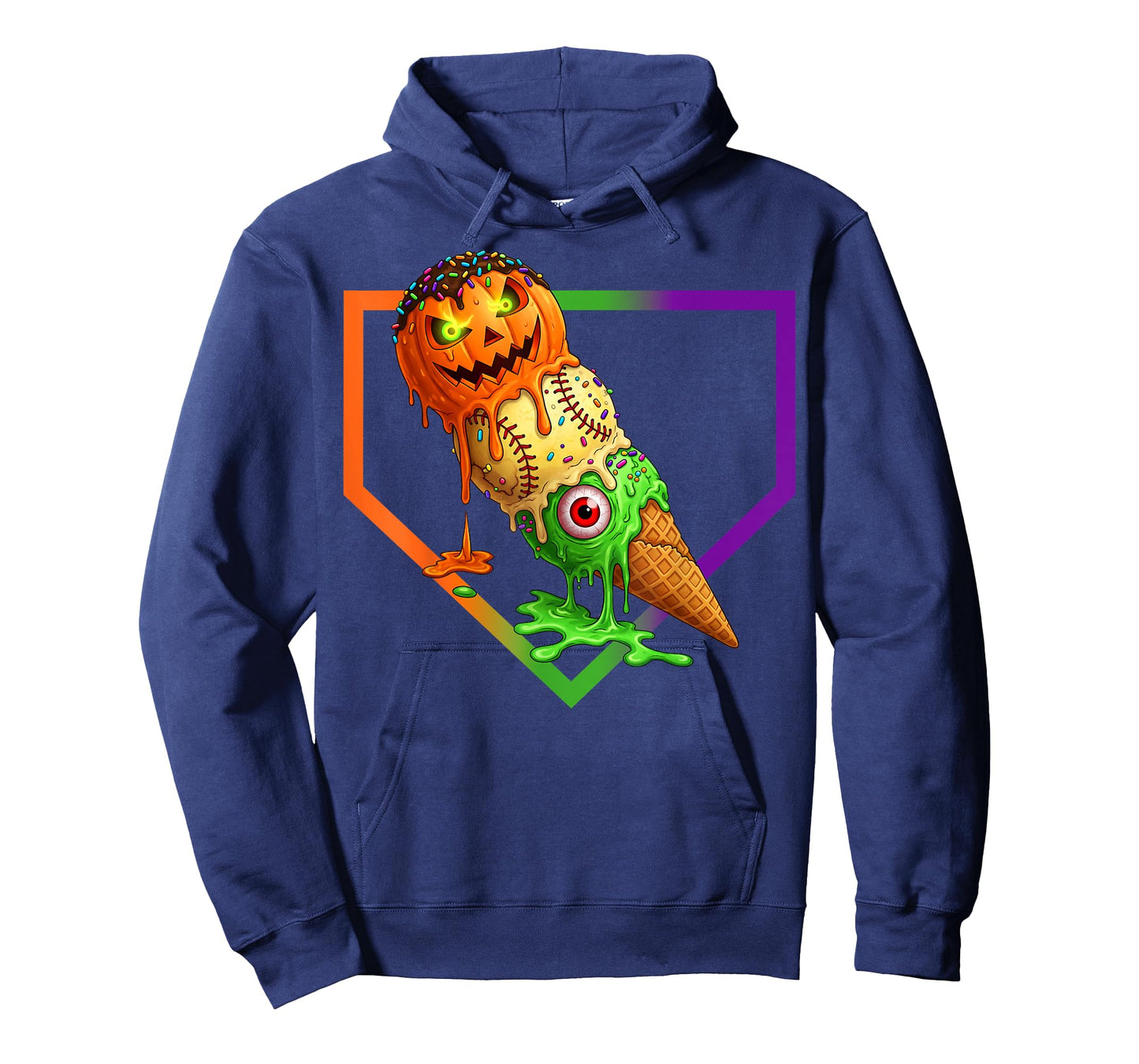 Baseball Ice Cream Cone Drip Home Plate Dripping Halloween T-Shirt