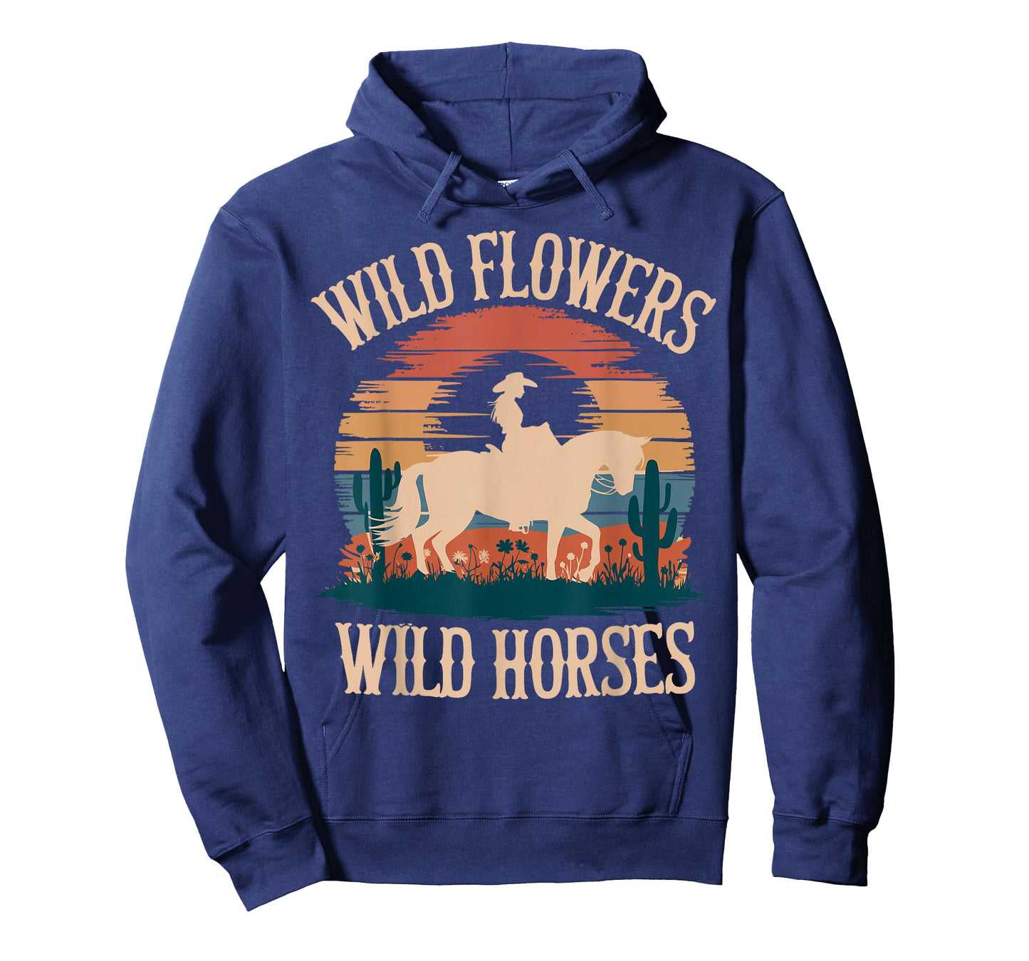 Vintage Sunset Western Country Wild Flowers - Wild Horses T-Shirt