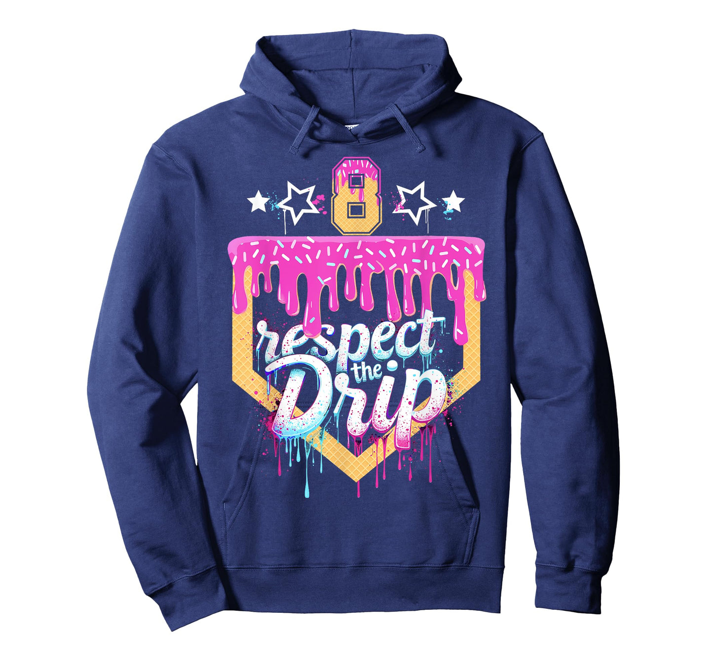 Baseball 8 Year Old Birthday Ice Cream Drip 8th Birthday T-Shirt