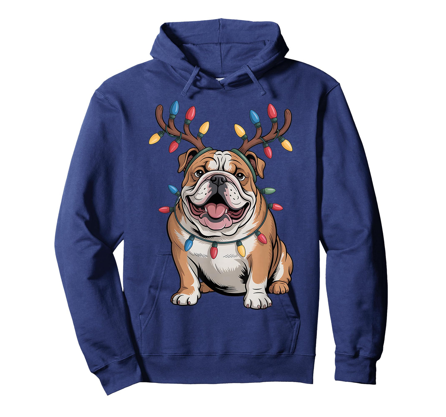 Santa English Bulldog Reindeer Light Christmas T-Shirt