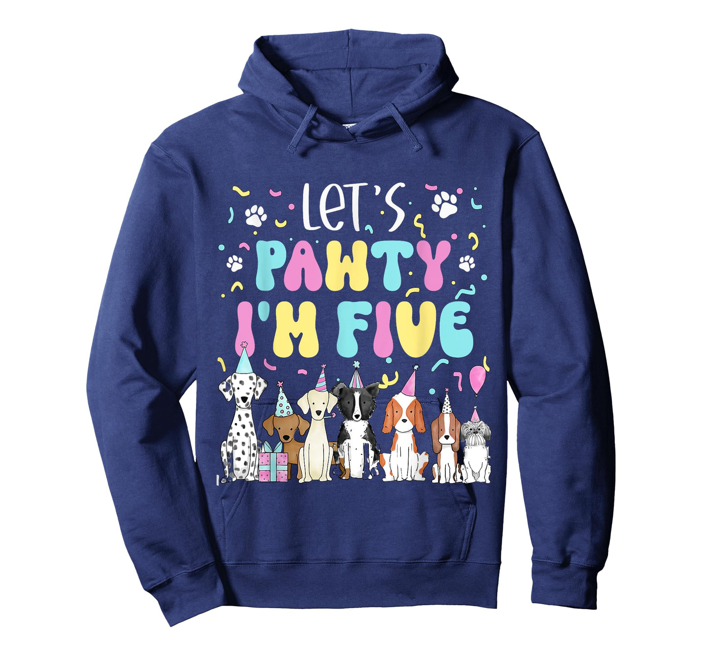 Kids Lets Pawty I'm Five Pet Puppy Dog Theme Birthday Party T-Shirt