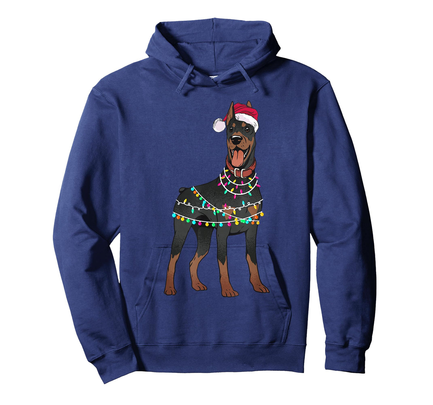 Doberman Santa Christmas Lights Dog T-Shirt