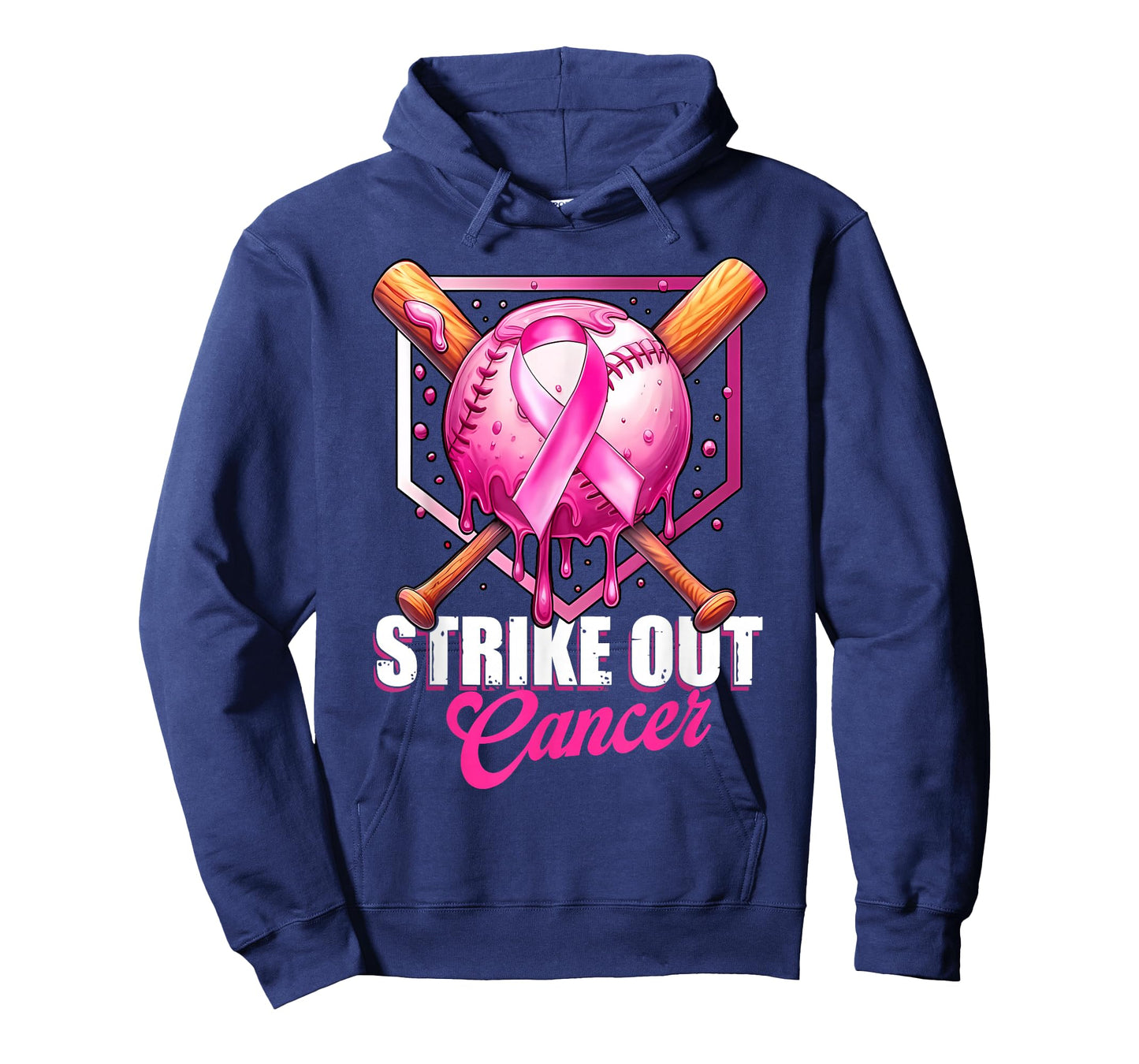 Strike Out Home Plate Baseball Ice Cream Drip Breast Cancer T-Shirt