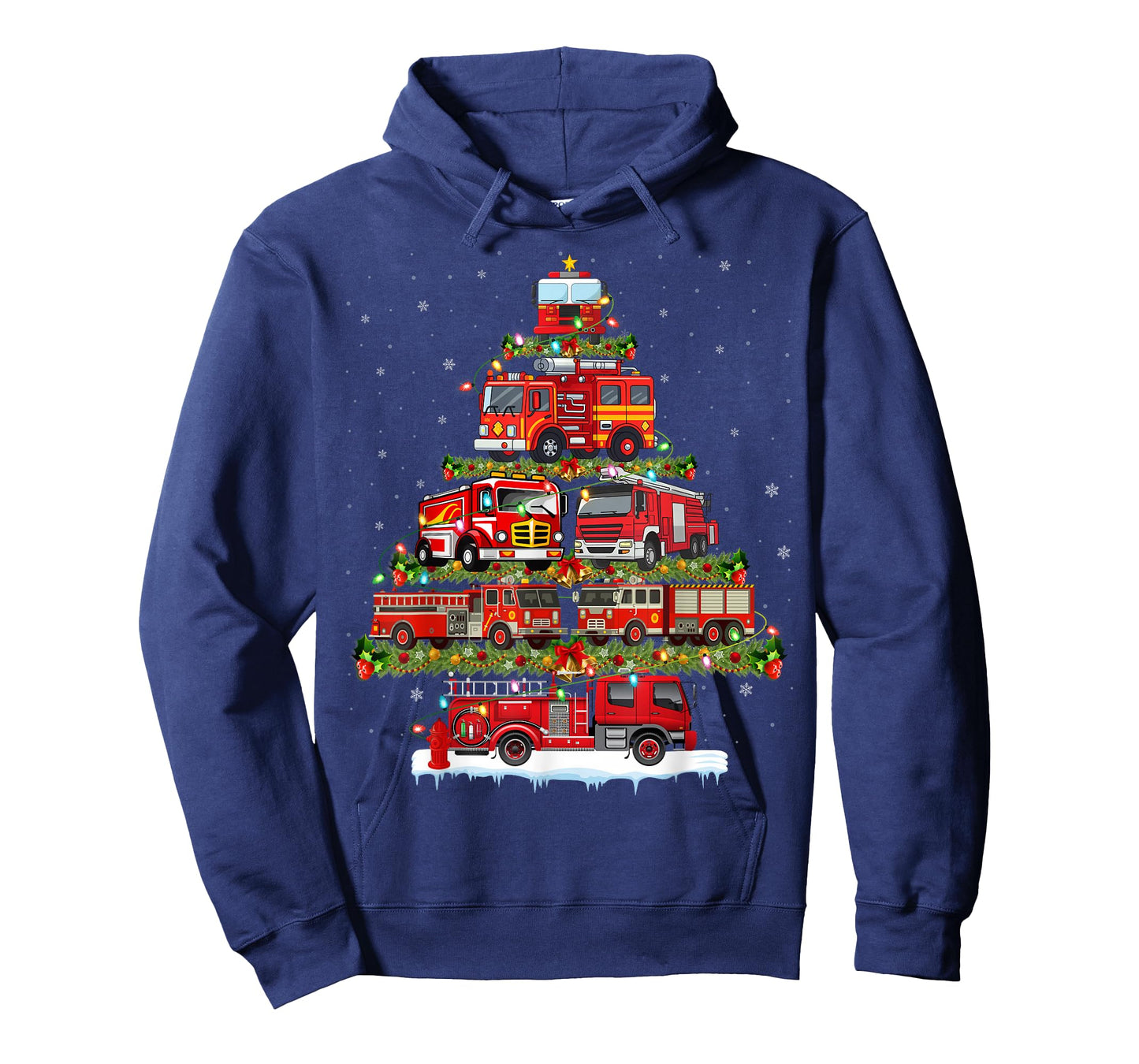 Fire Truck Xmas Lights Firefighter Fire Truck Christmas Tree T-Shirt