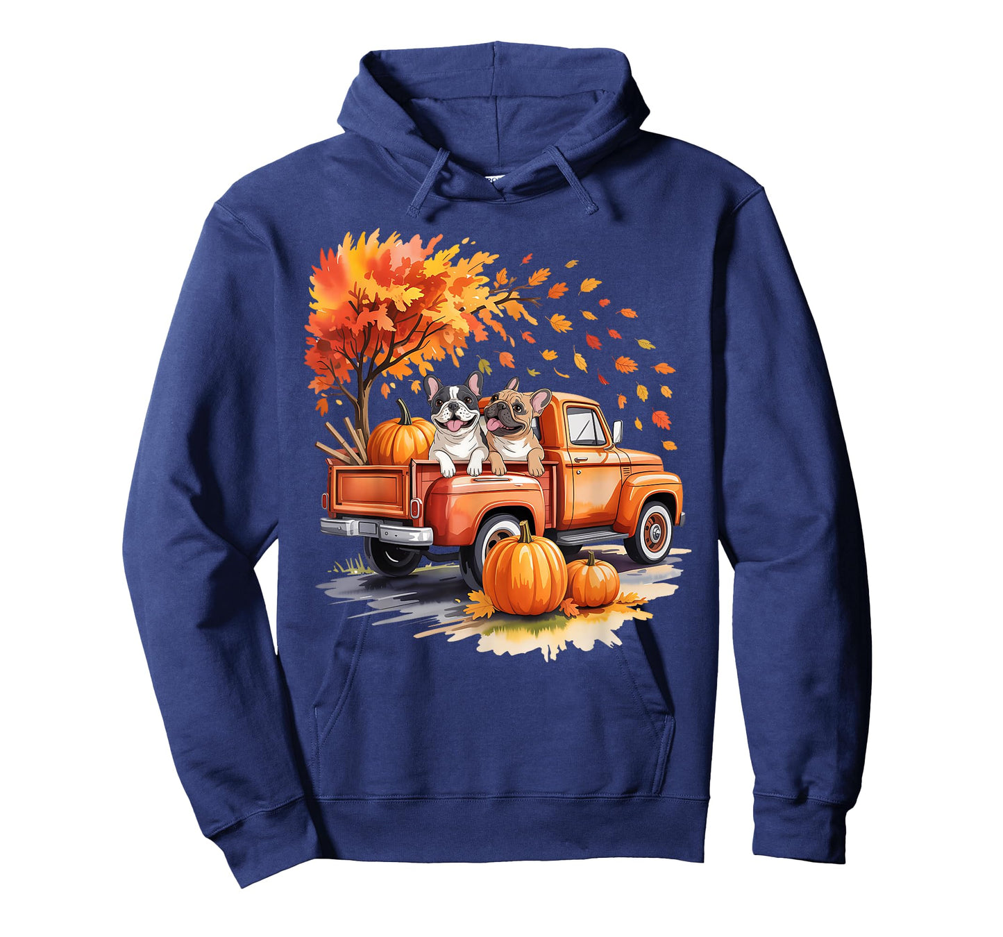 French Bulldog Truck Pumpkin Autumn Fall Leaves Thanksgiving T-Shirt