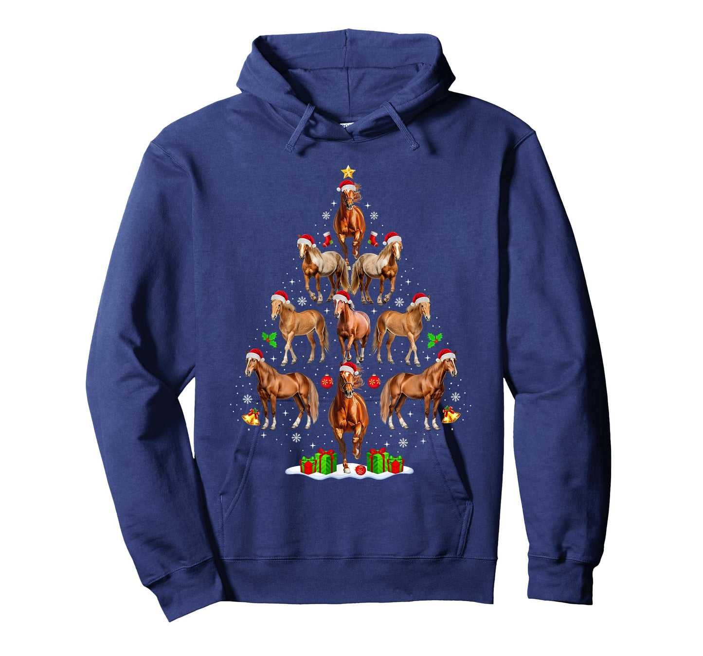 Horse Christmas Tree Lights Funny Xmas Santa Horse Lover T-Shirt