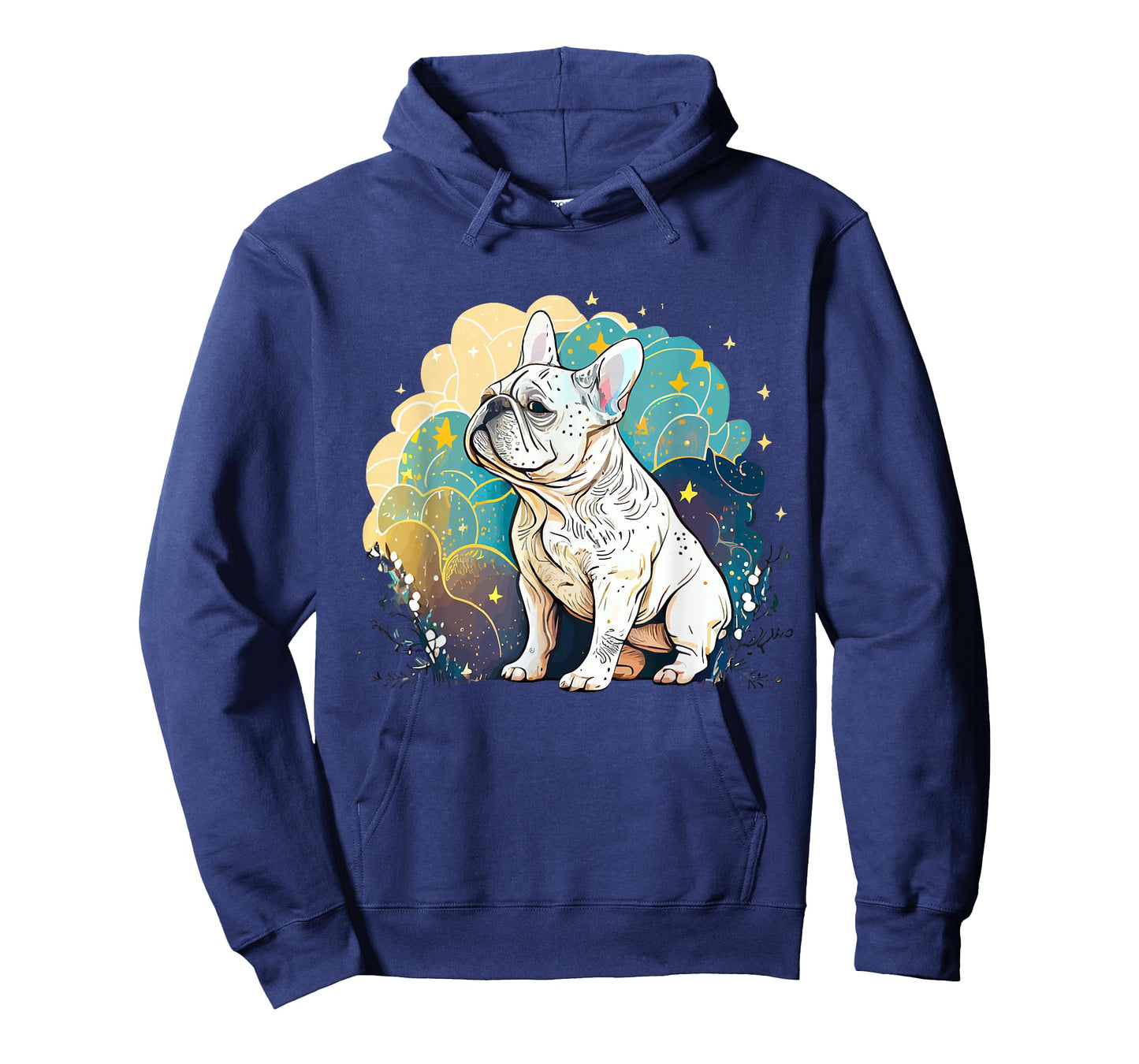White Frenchie French Bulldog Starry Night Van Gogh Colorful T-Shirt