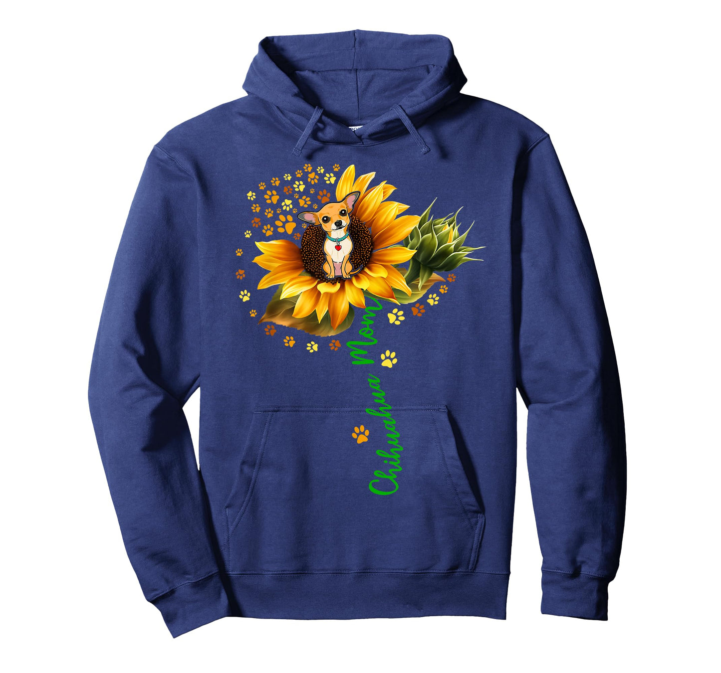 Chihuahua Mom Funny Chihuahua On Sunflower Dog Paws Flower T-Shirt for Men Women Girls Kids