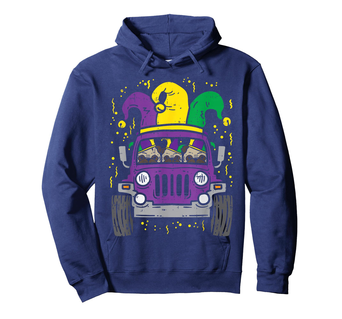 Mardi Gras Monster Truck Jester Pug Carnival Dog Owner Boys T-Shirt