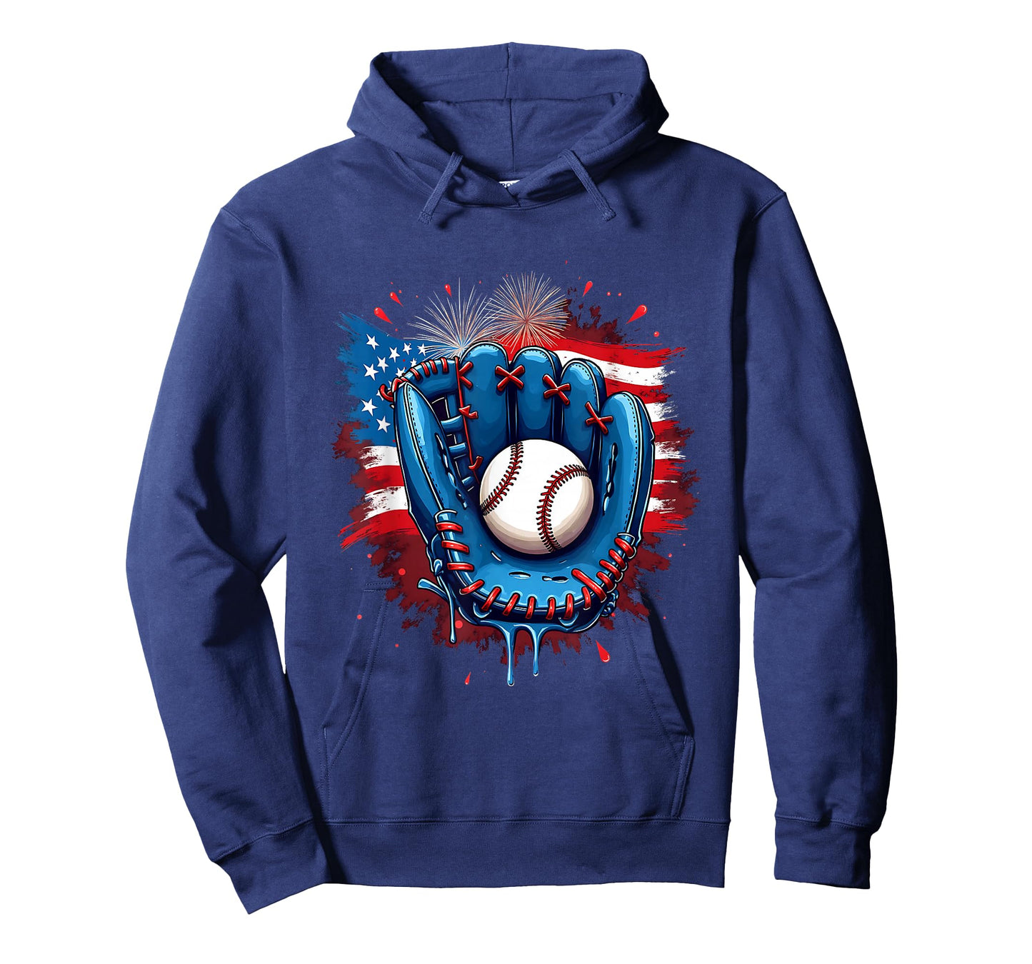 Baseball Glove USA Flag Drip Style 4th of July Game Vibes T-Shirt