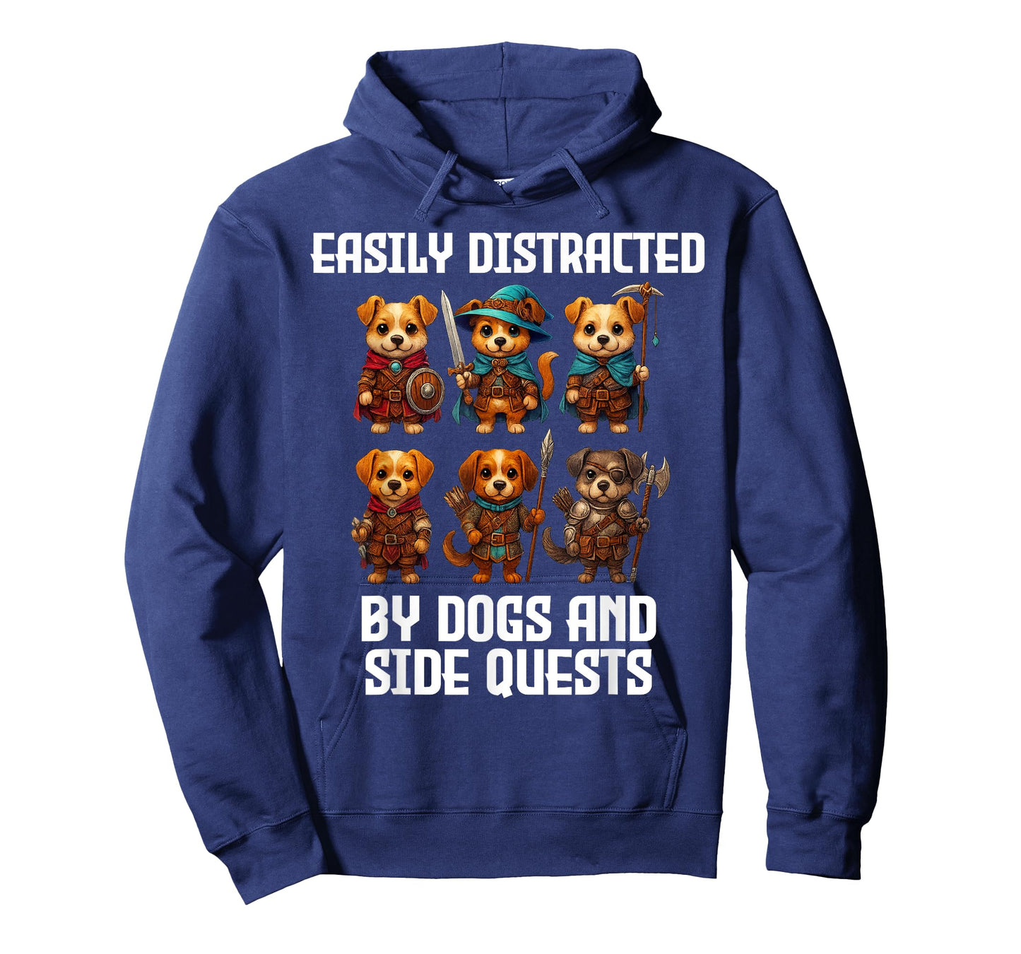 Easily Distracted by Dogs and Side Quests Funny Gamer T-Shirt