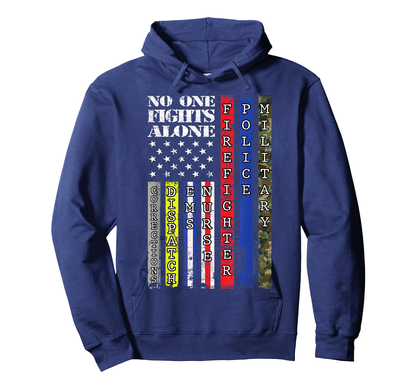 No One Military Fights Alone Patriotic USA Flag 4th of July Women Kids Men T-Shirt