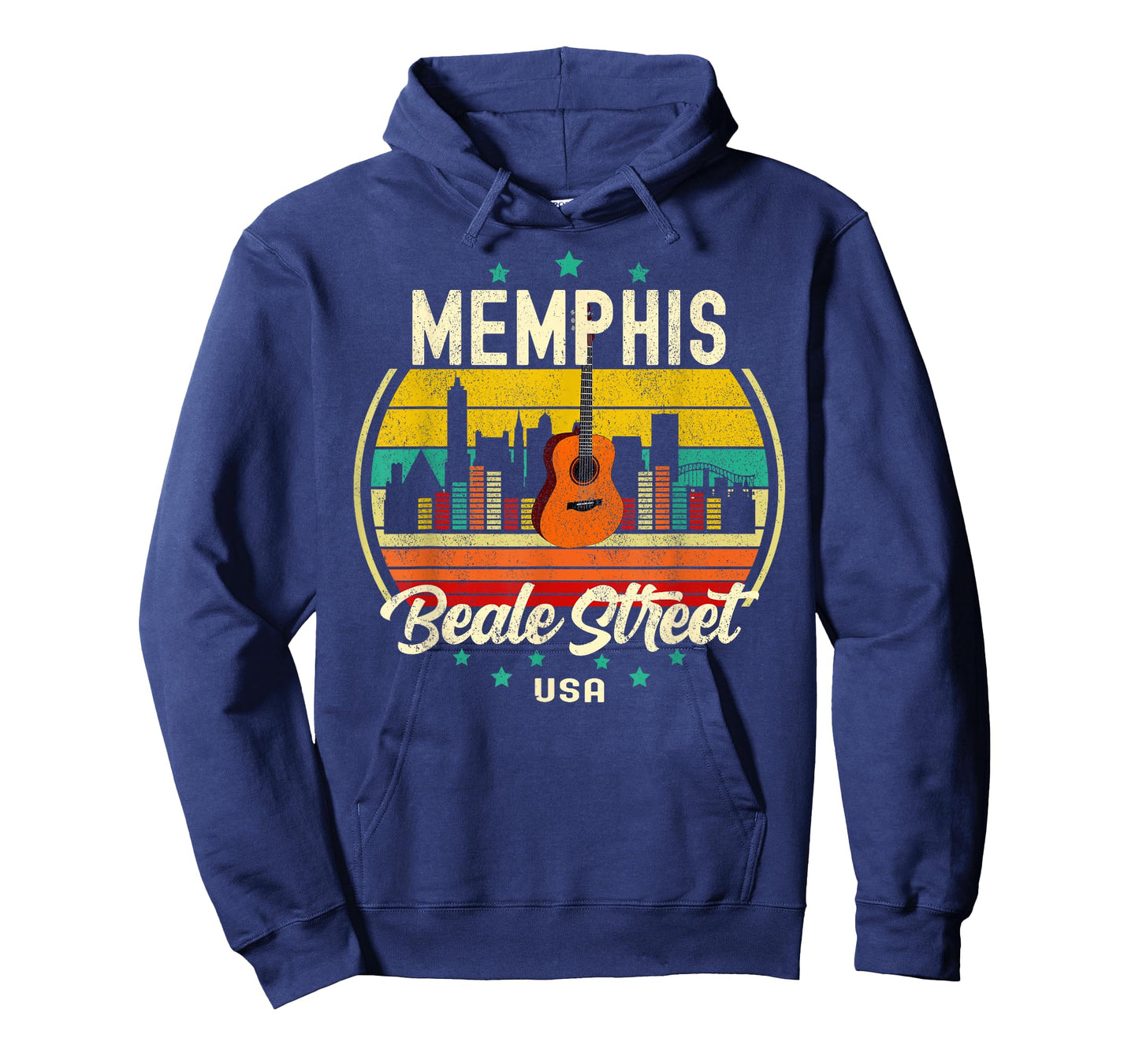 Memphis Beale Street Blues Music Vintage Guitar Music Retro T-Shirt