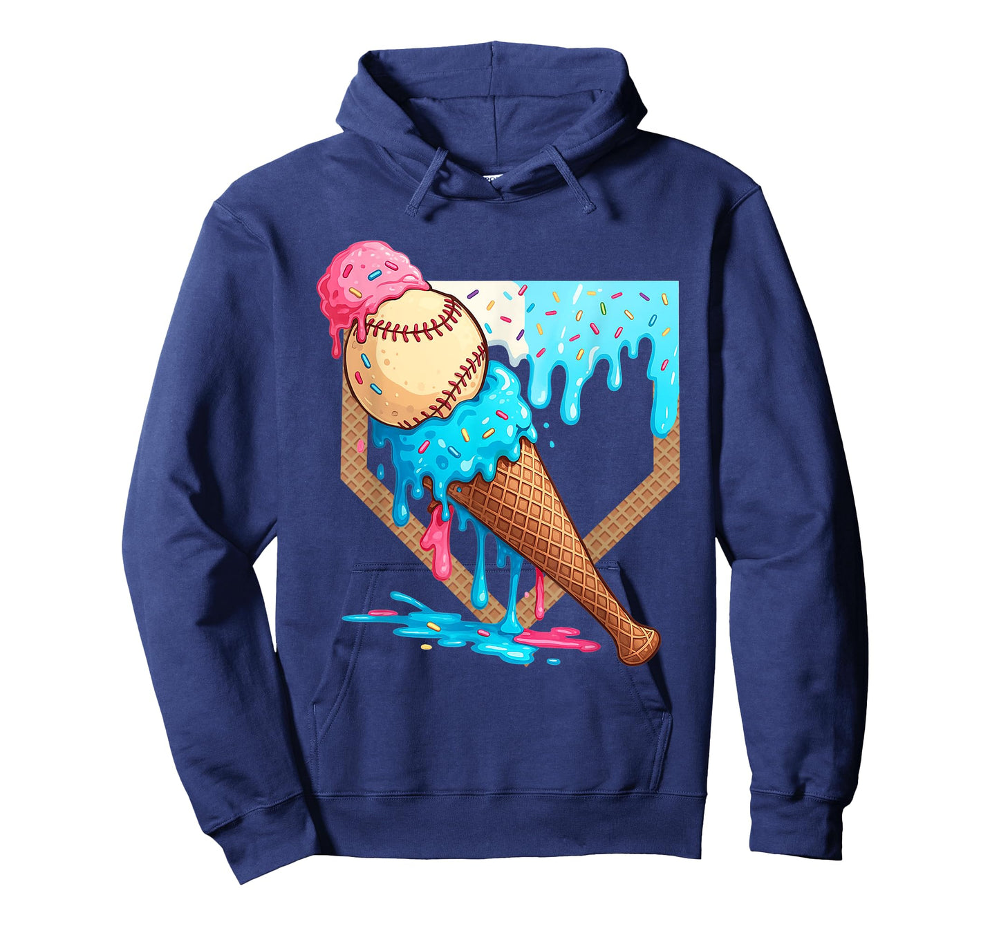 Ice-Cream Drip Baseball Boys Game Day Home Plate Dripping T-Shirt