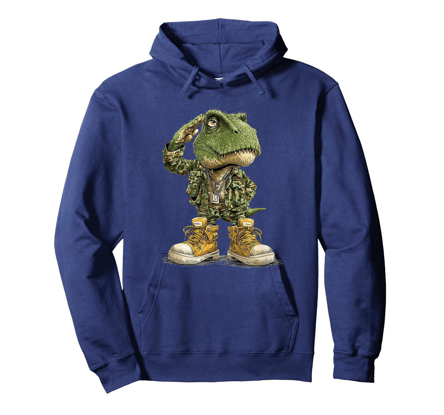 Saluting Military Dinosaur Look T-Shirt